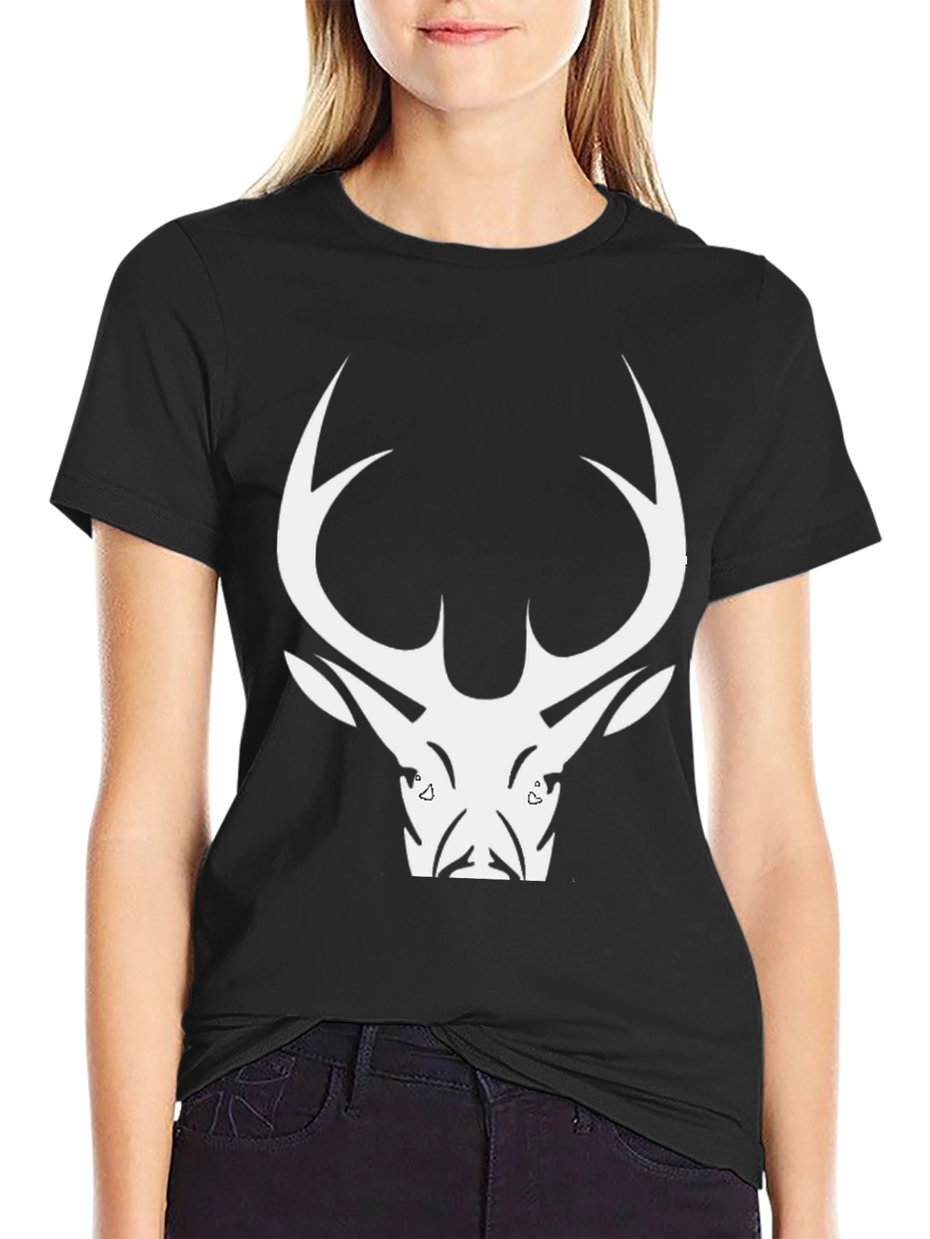 Mens Black Deer Graphic T-Shirt