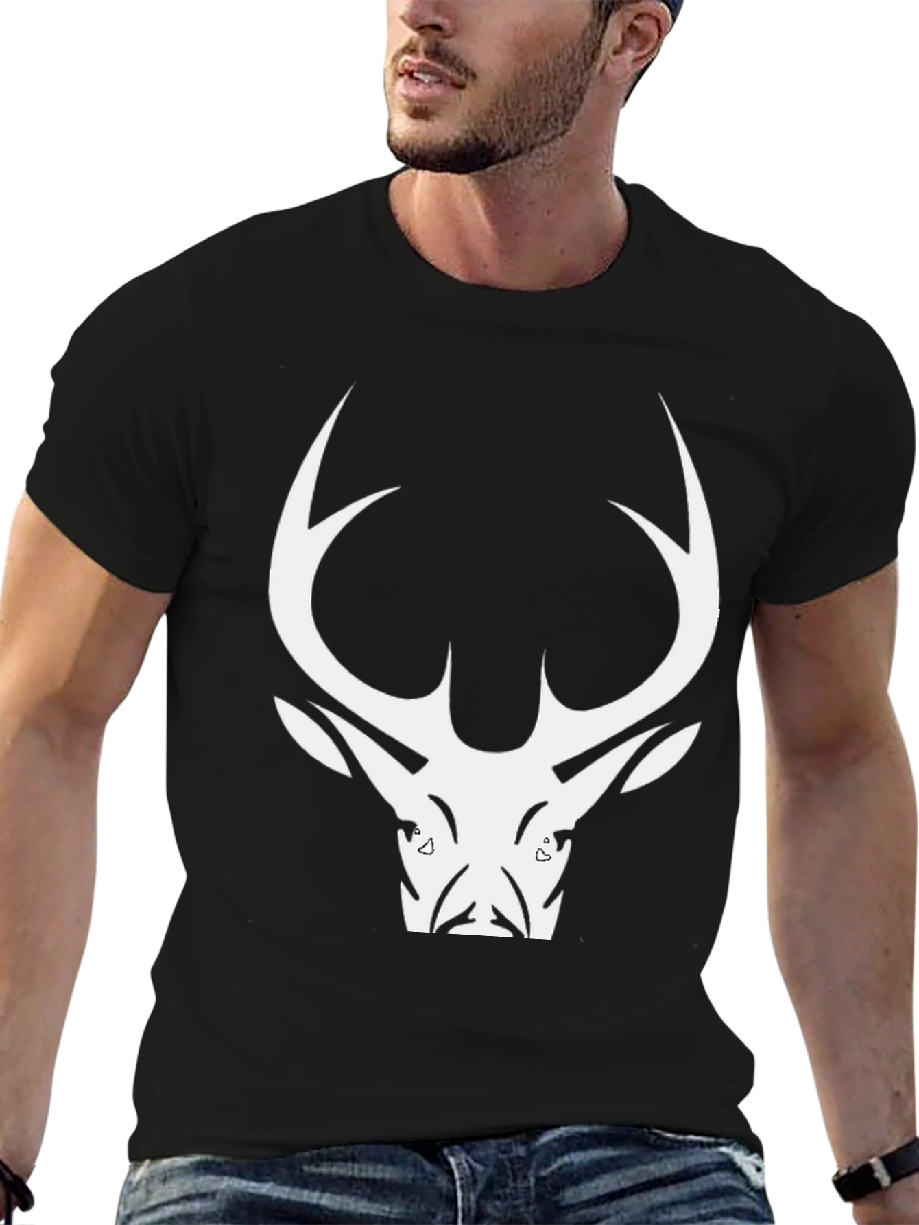 Mens Black Deer Graphic T-Shirt