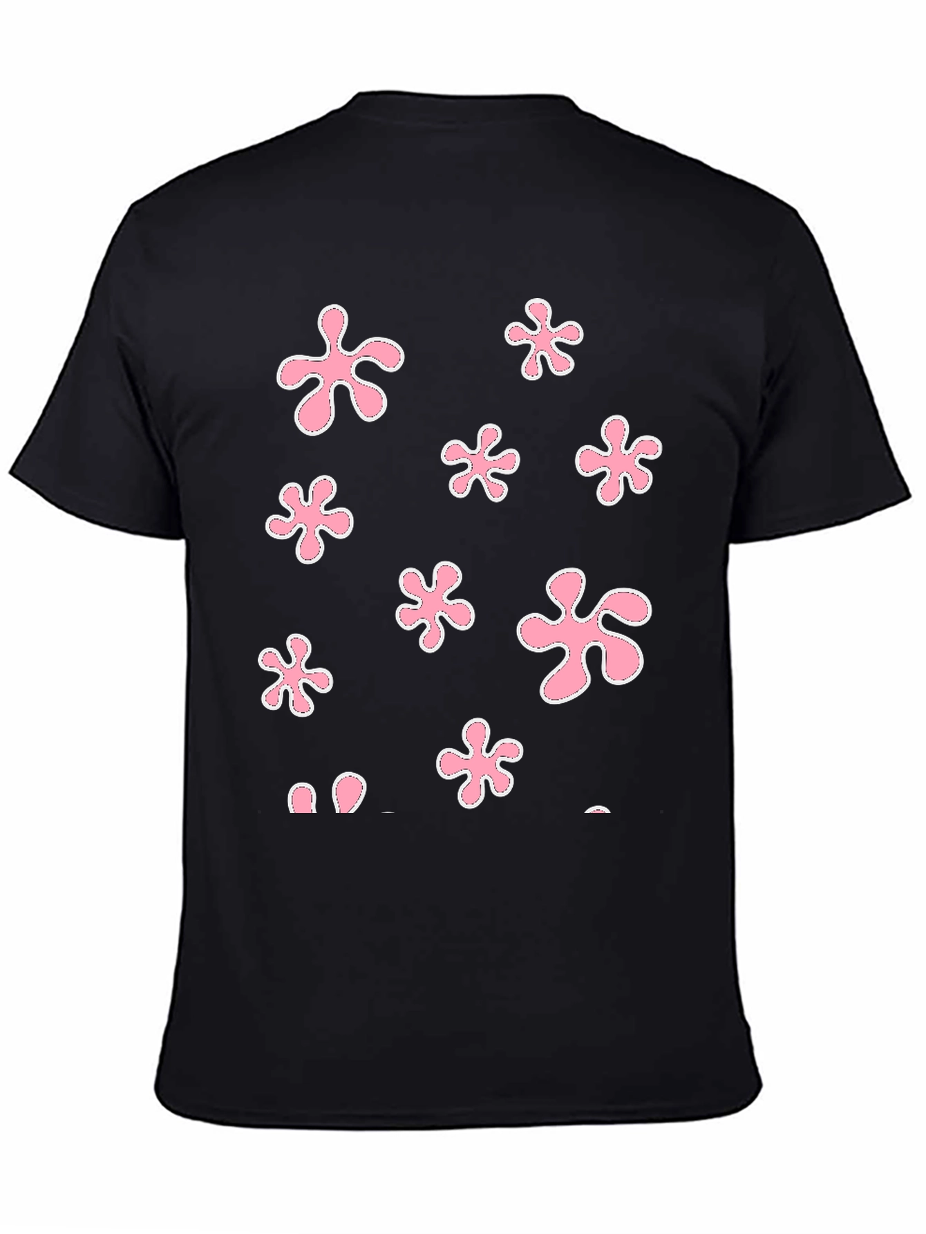 Pink Flower Power Black T-Shirt