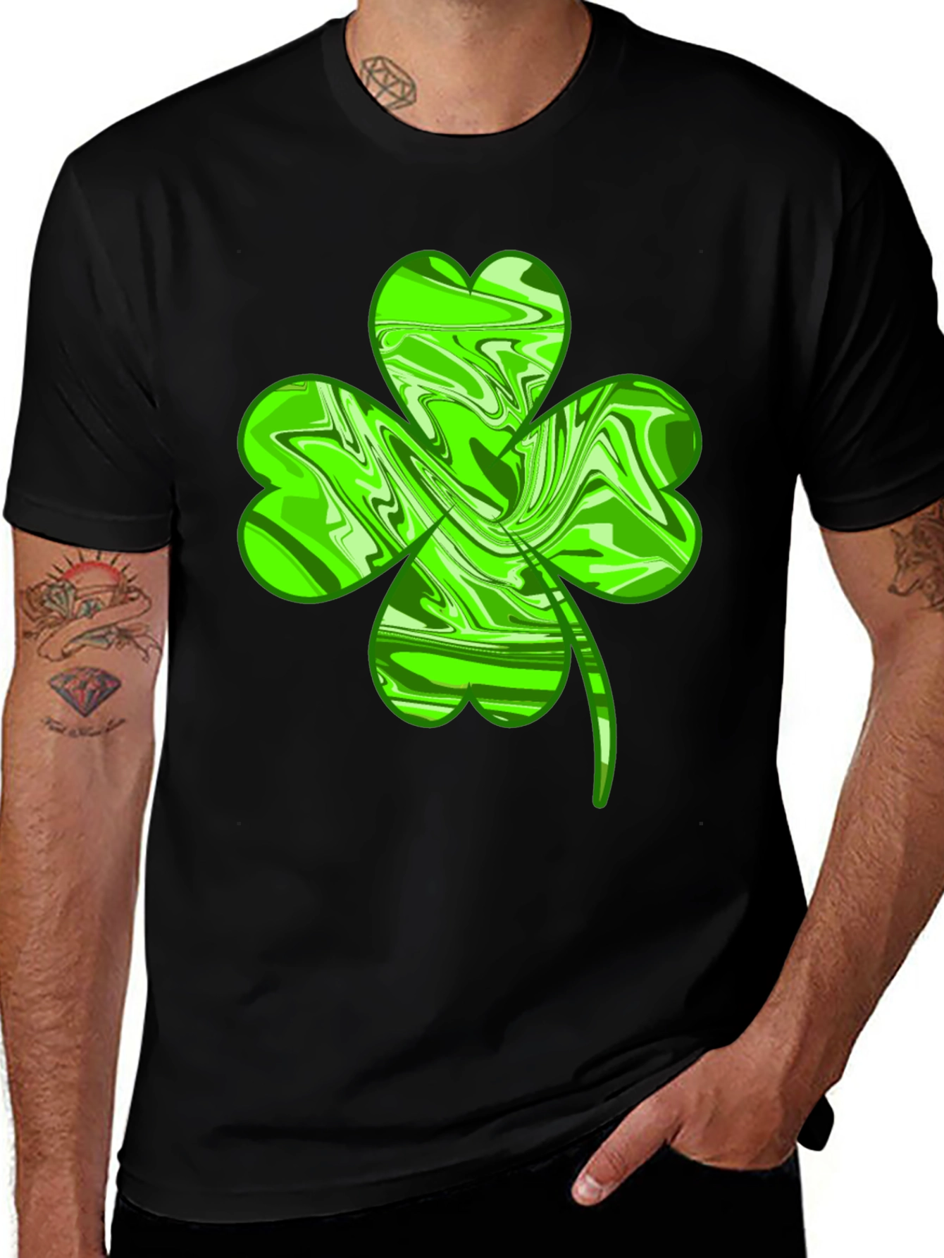 Lucky Green Shamrock Mens T-Shirt