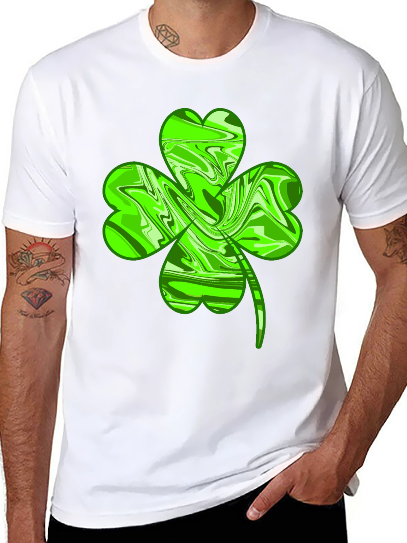 Lucky Green Shamrock Mens T-Shirt