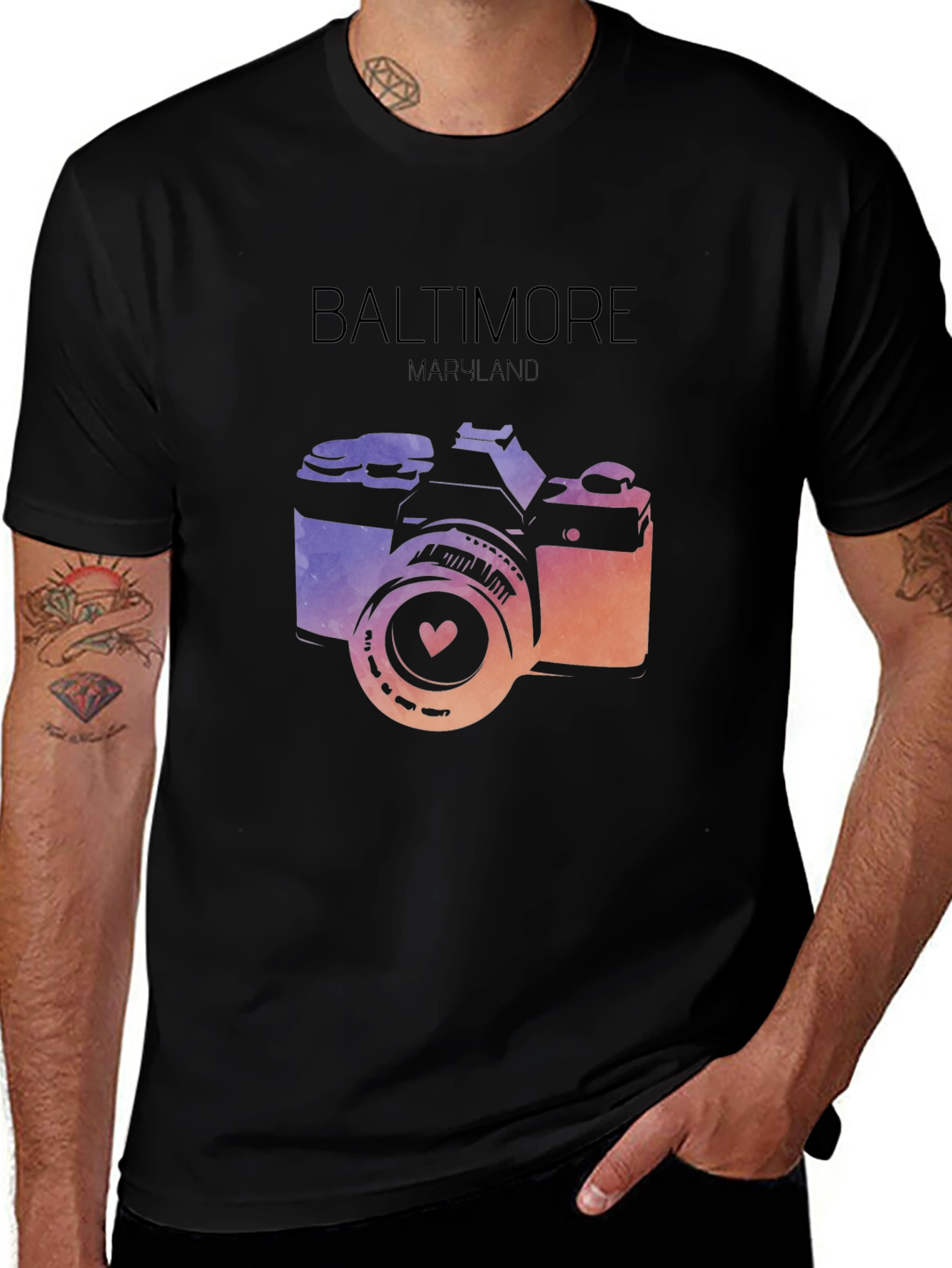 Baltimore Maryland Camera Graphic T-Shirt