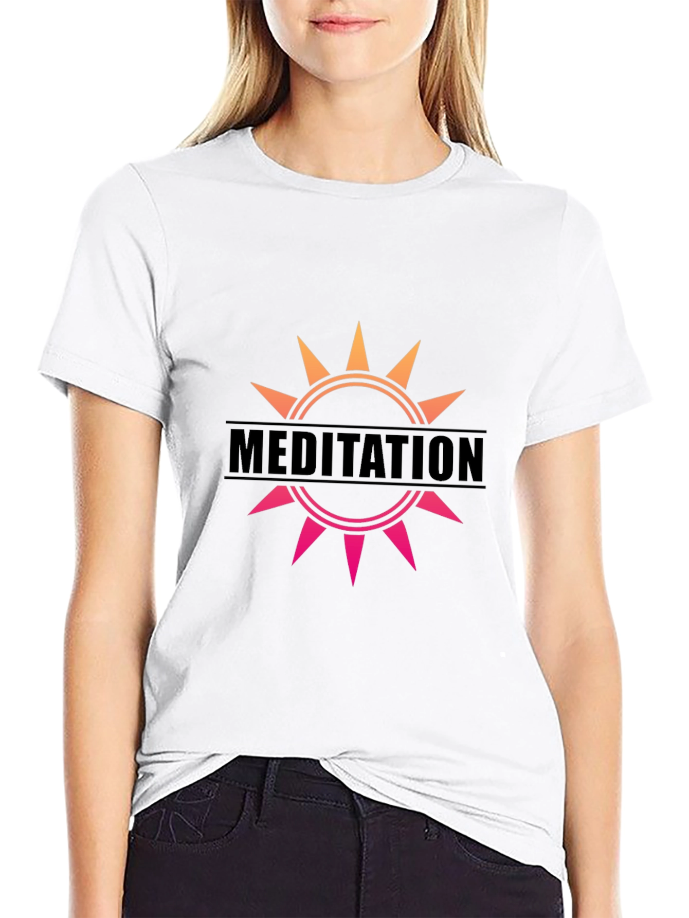 Meditation Sun Graphic Black T-Shirt