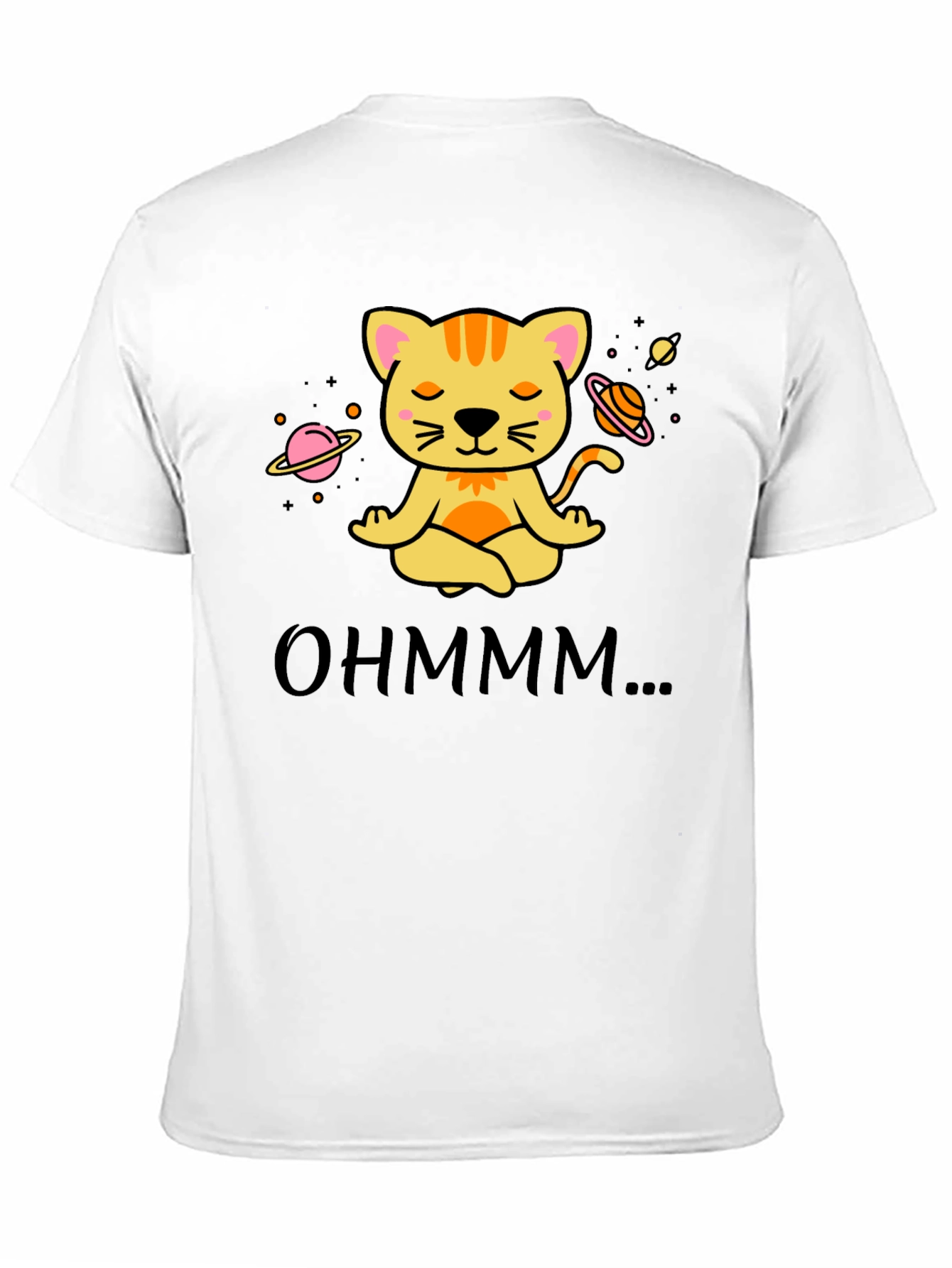 Ohm Cat T-Shirt - Meditating Space Cat Design