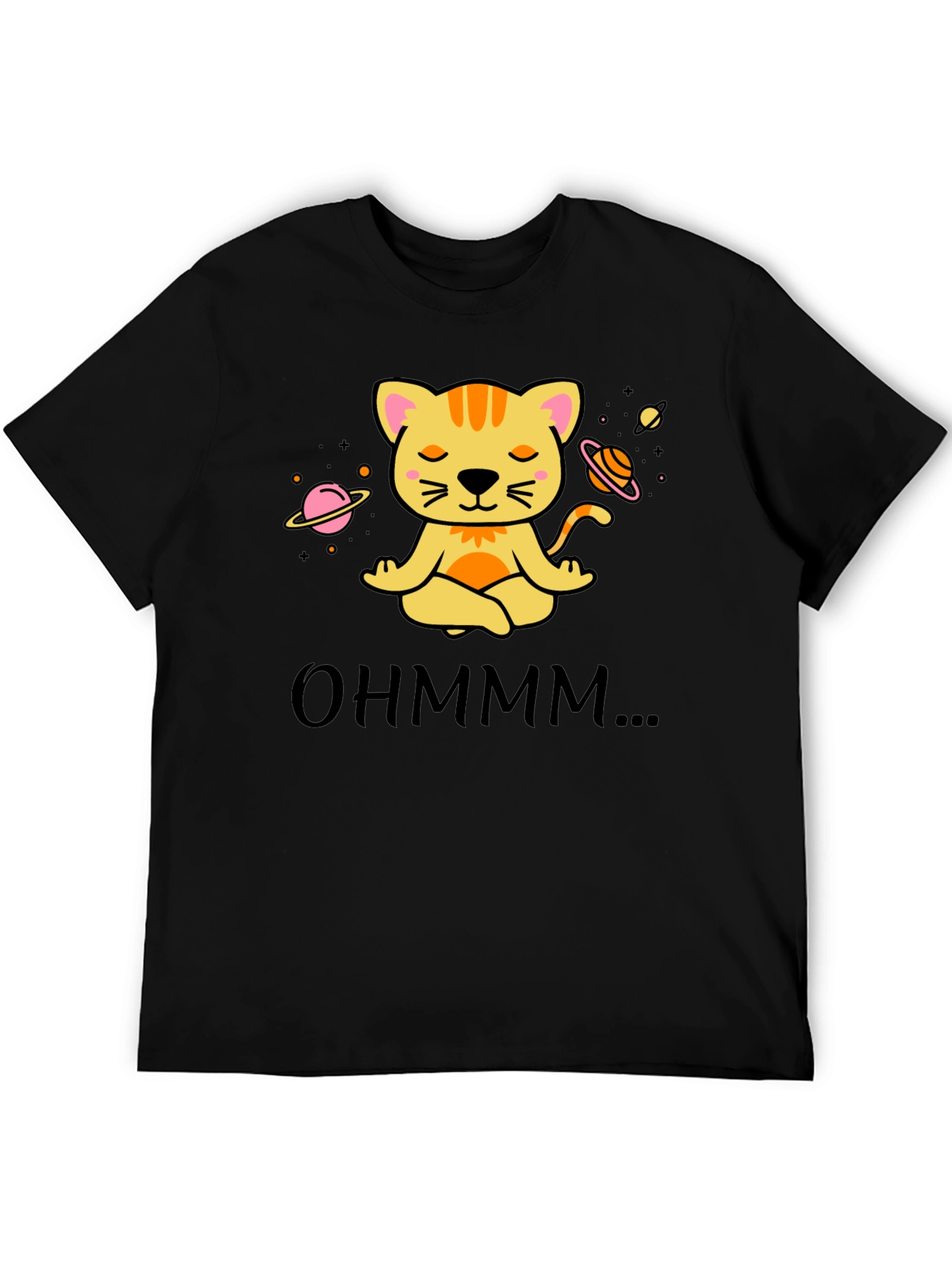 Ohm Cat T-Shirt - Meditating Space Cat Design