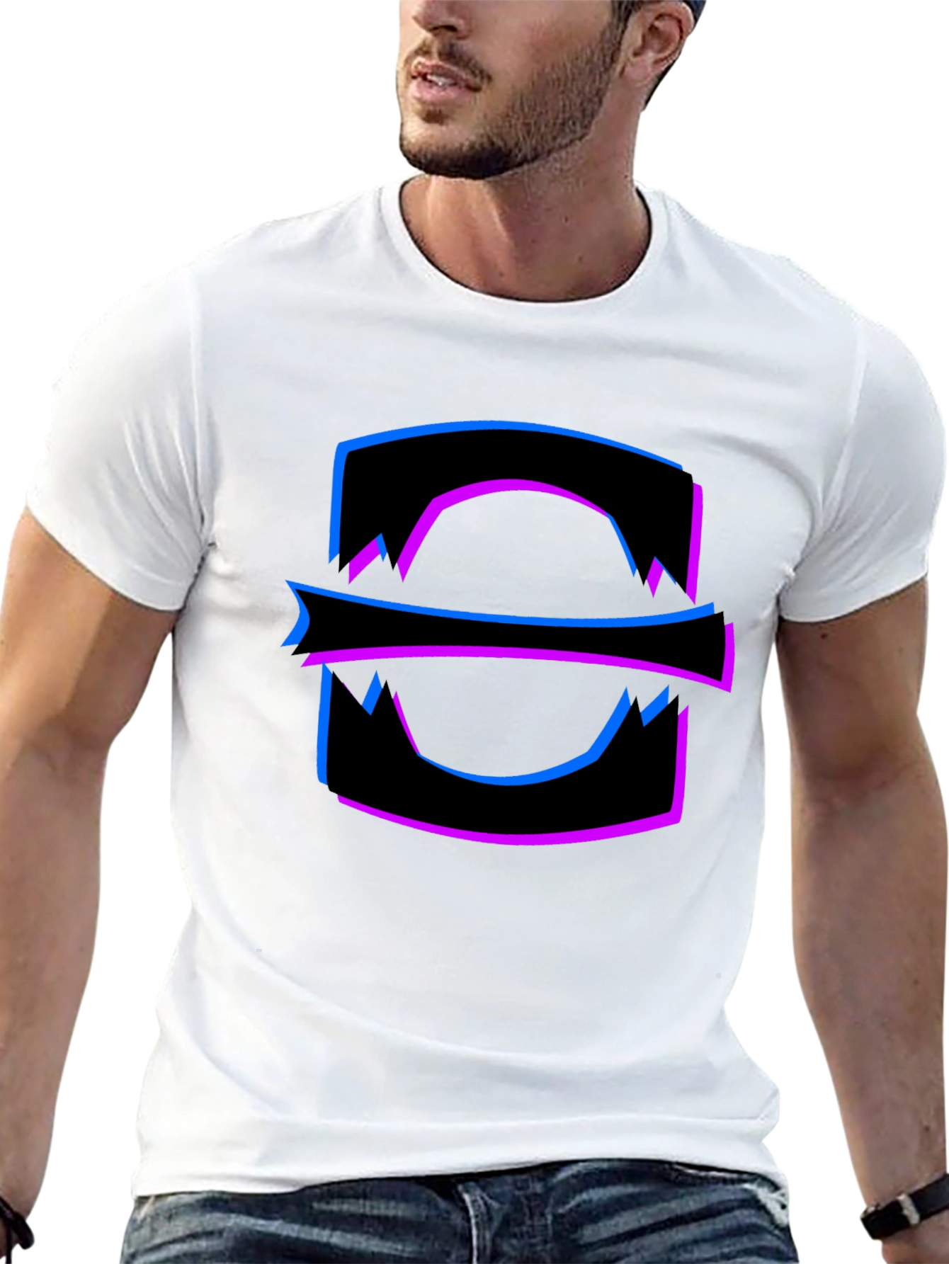 Abstract Graphic T-Shirt - Black