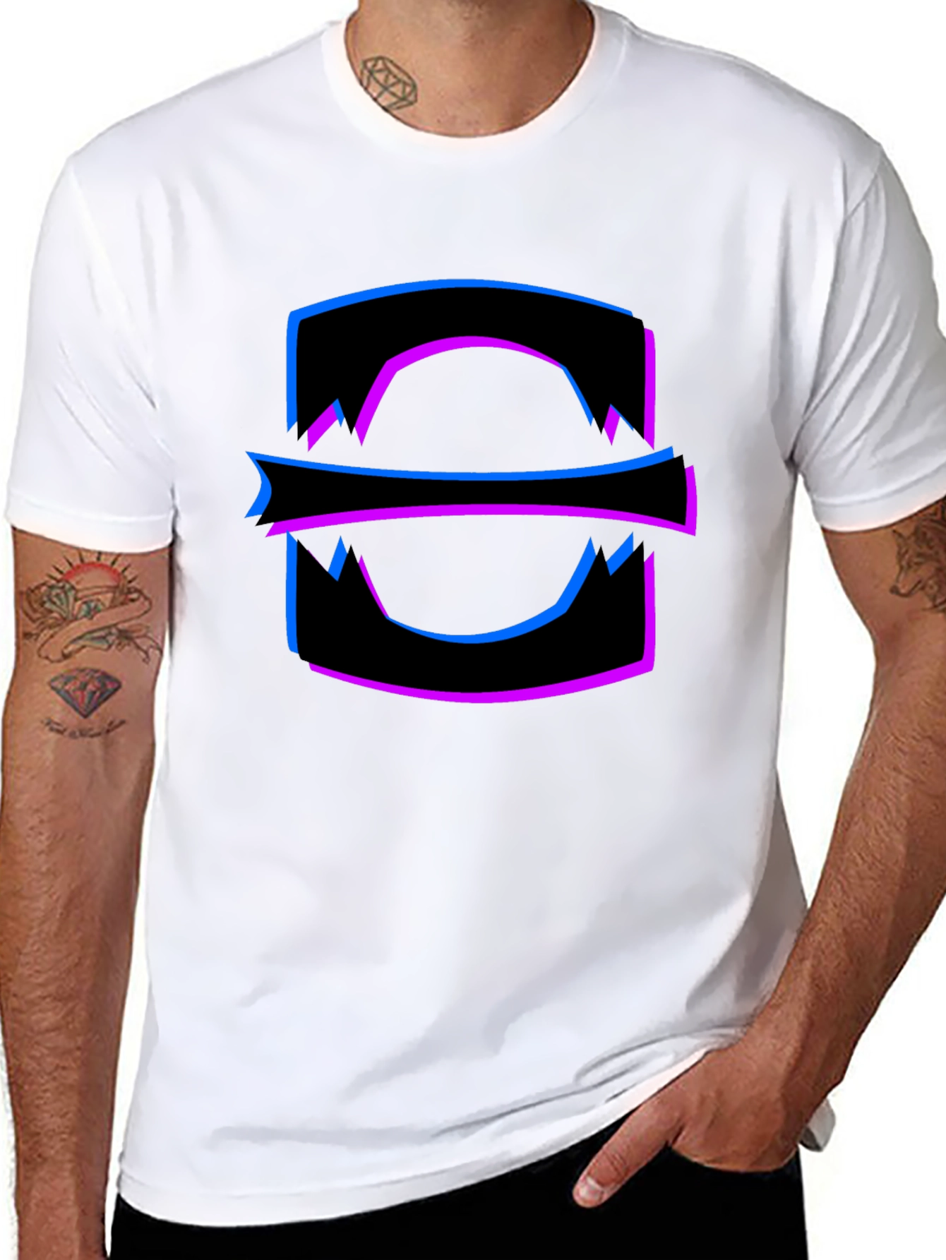 Abstract Graphic T-Shirt - Black