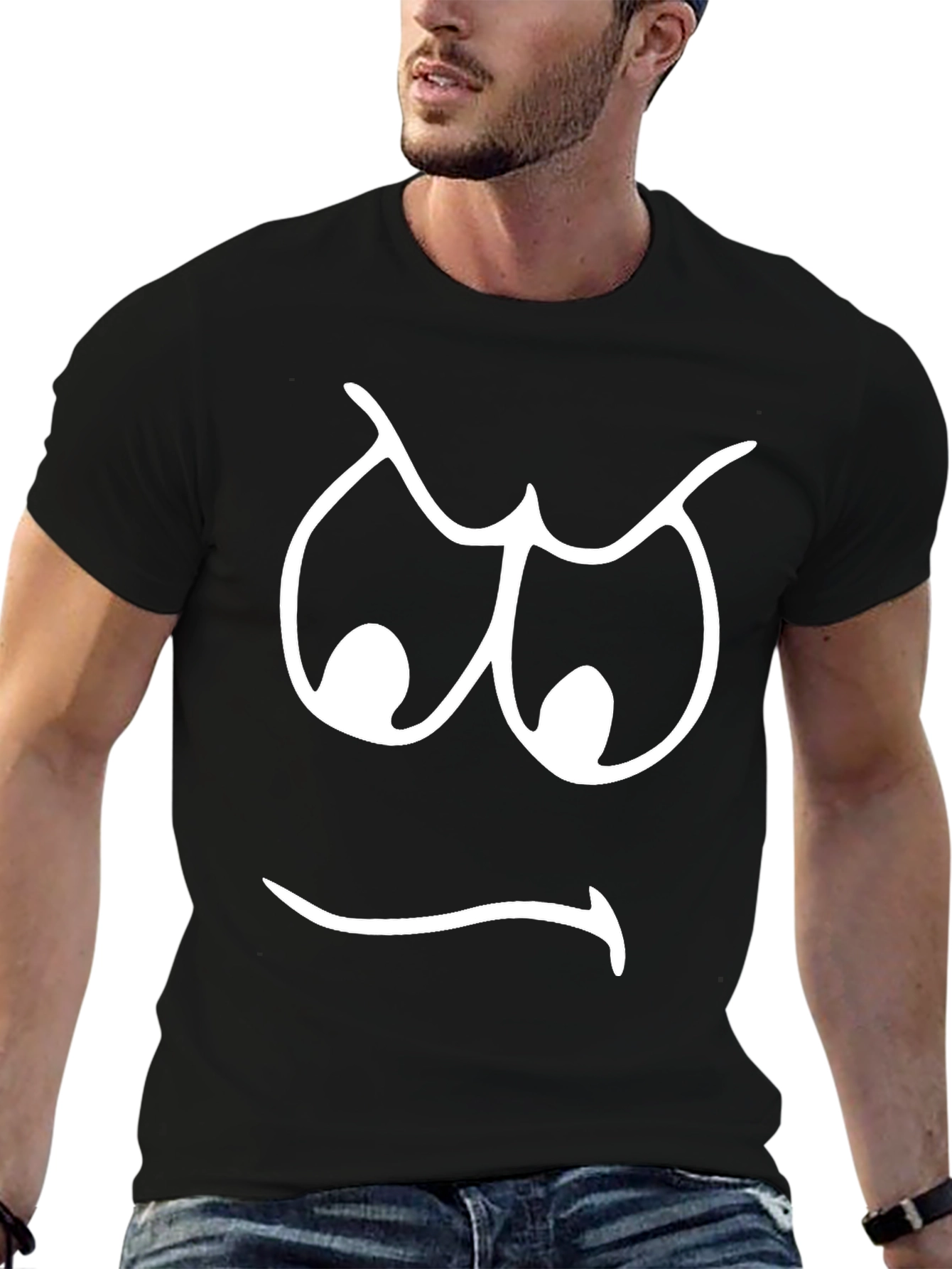 Angry Face Graphic T-Shirt - Black Cotton Tee