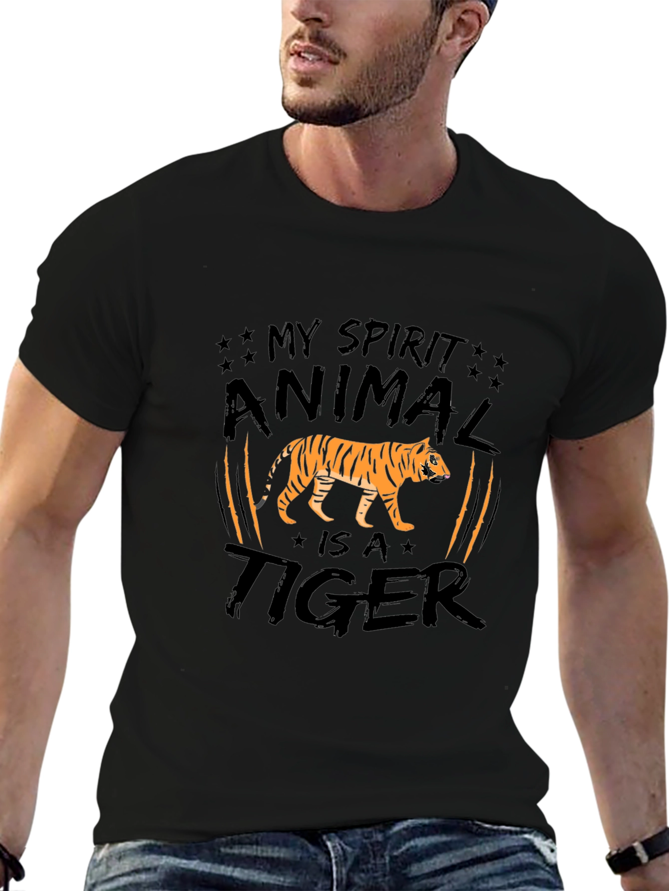 My Spirit Animal Tiger Graphic Tee - Black