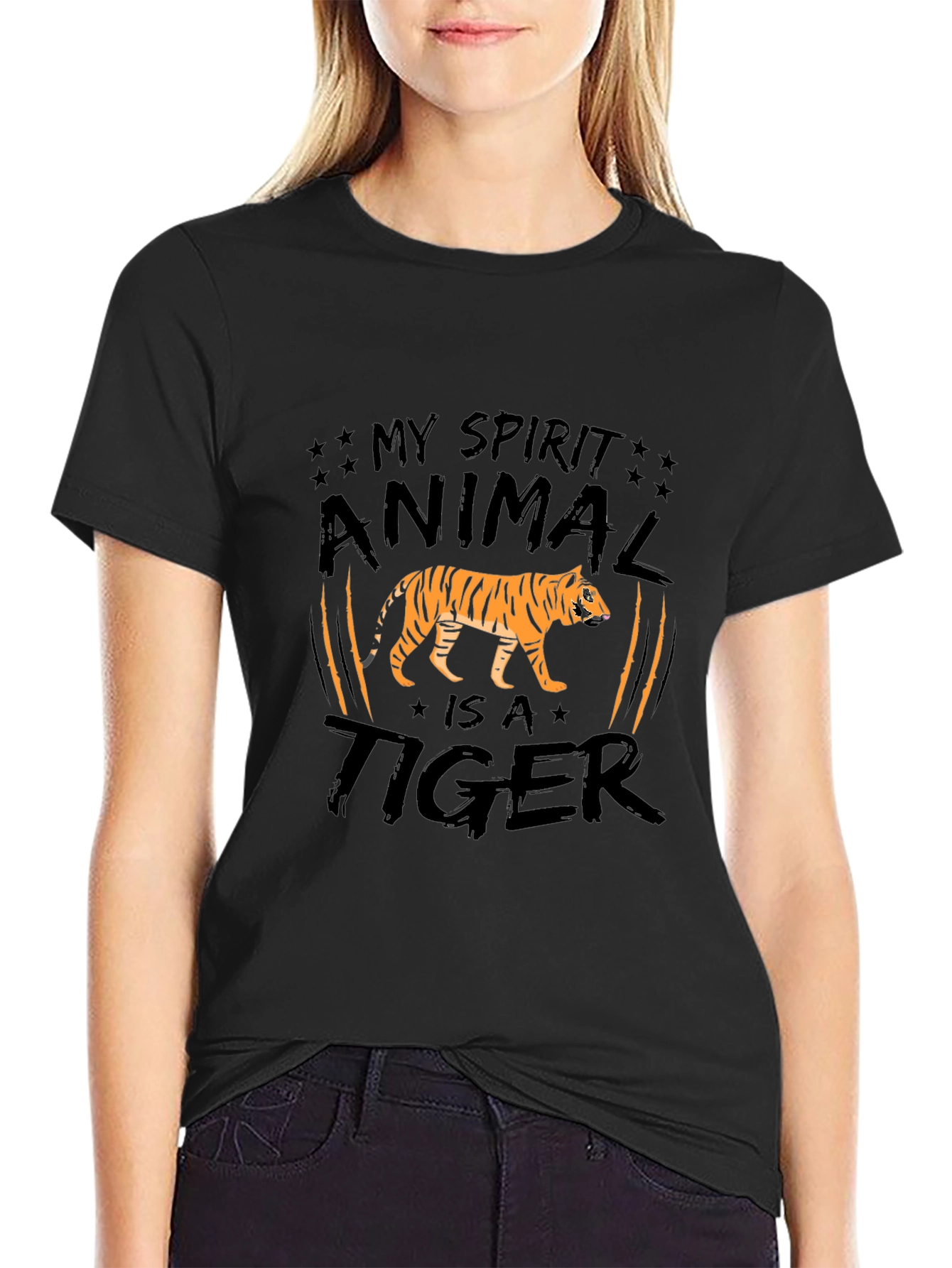 My Spirit Animal Tiger Graphic Tee - Black