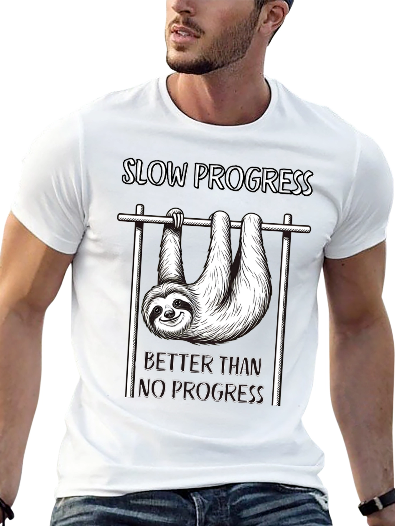 Slow Progress Sloth T-Shirt - Motivational Fitness Tee