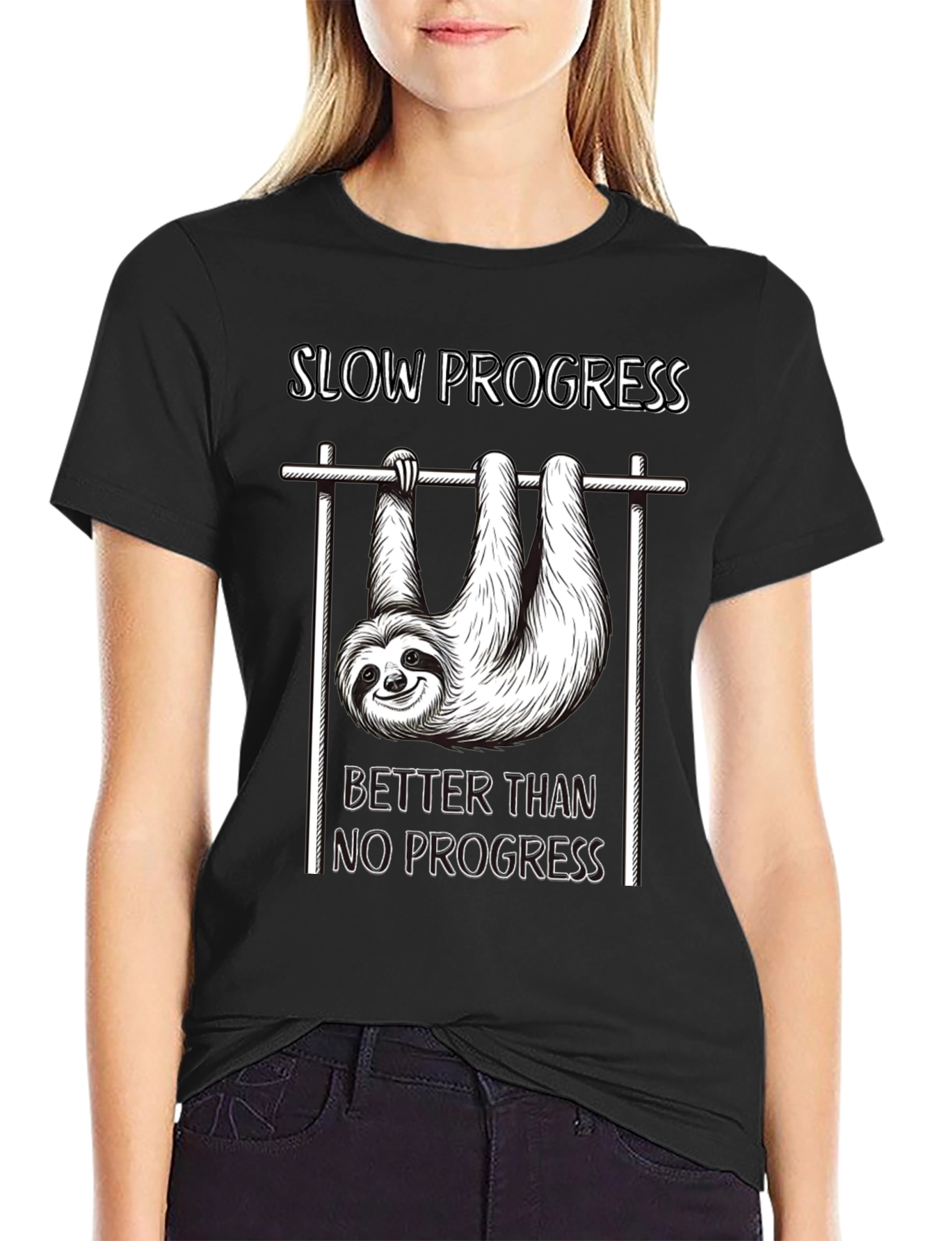 Slow Progress Sloth T-Shirt - Motivational Fitness Tee