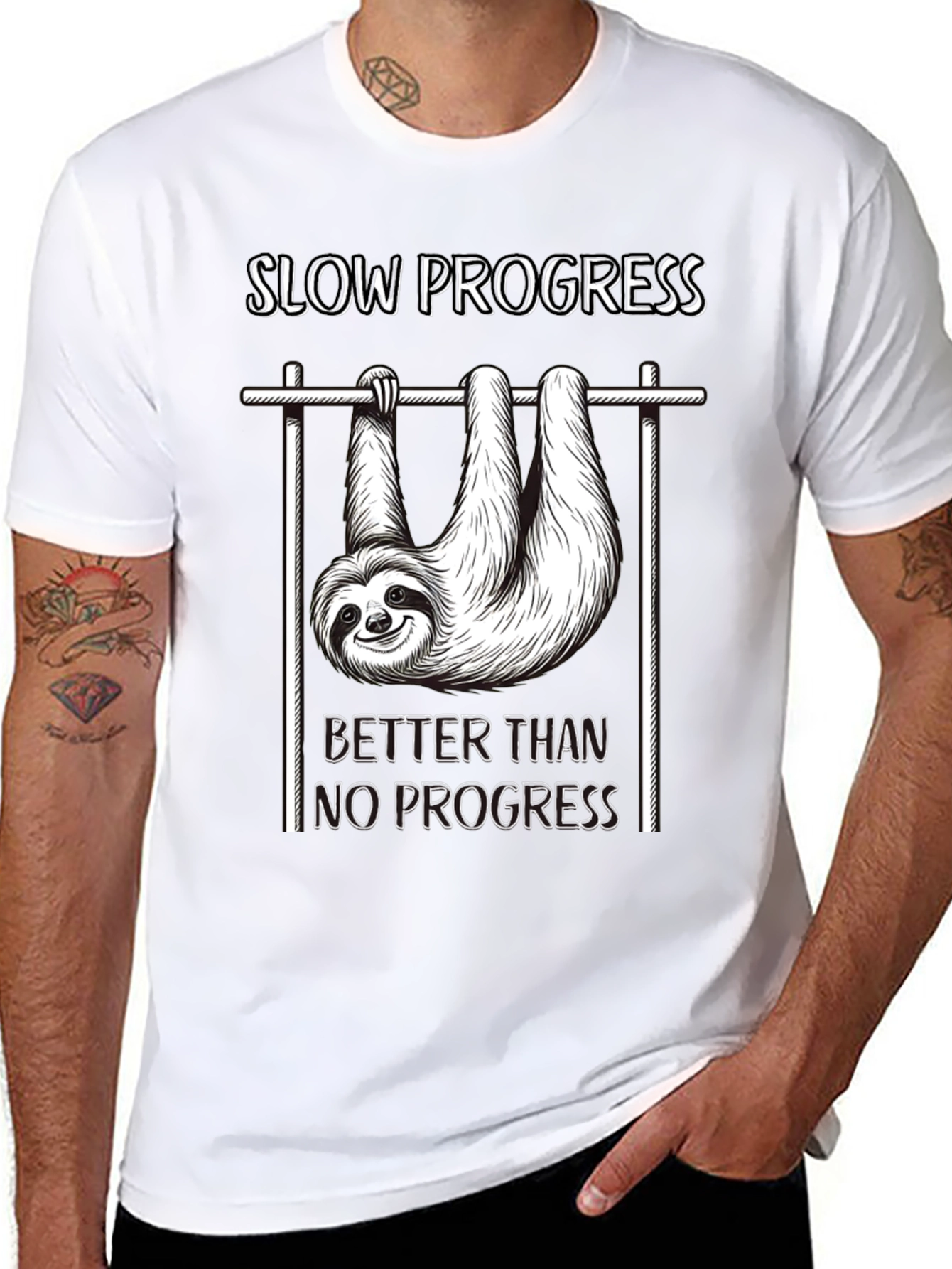 Slow Progress Sloth T-Shirt - Motivational Fitness Tee