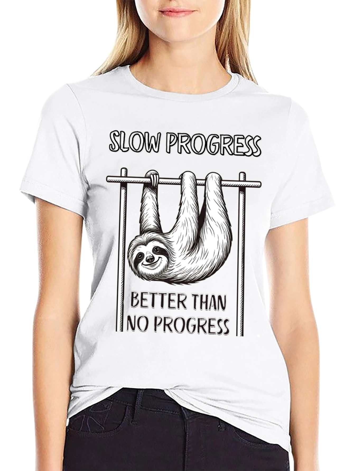 Slow Progress Sloth T-Shirt - Motivational Fitness Tee