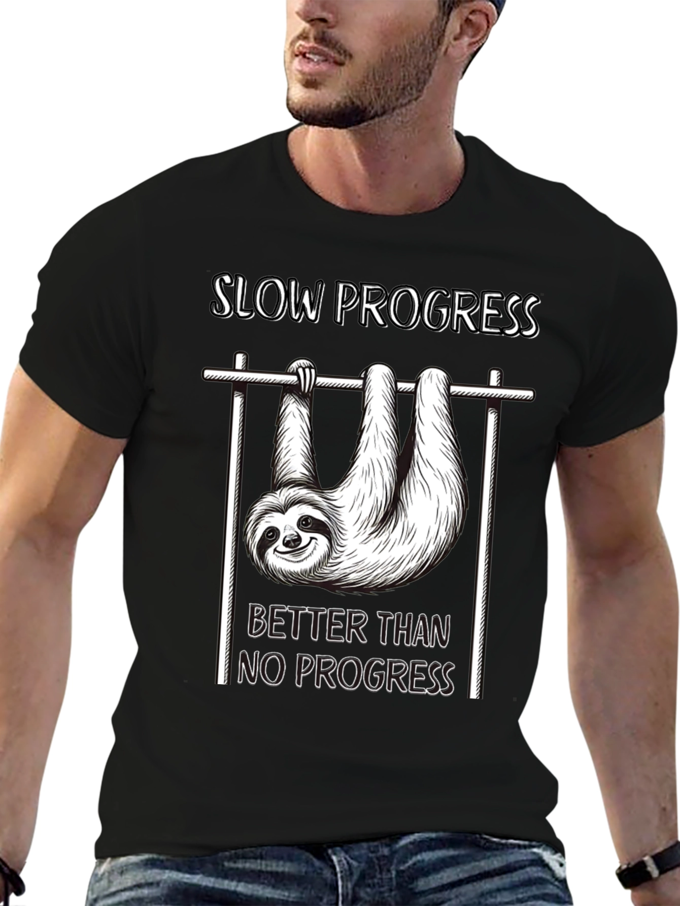 Slow Progress Sloth T-Shirt - Motivational Fitness Tee