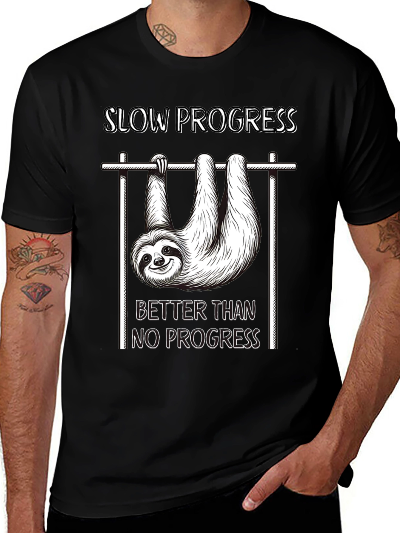 Slow Progress Sloth T-Shirt - Motivational Fitness Tee