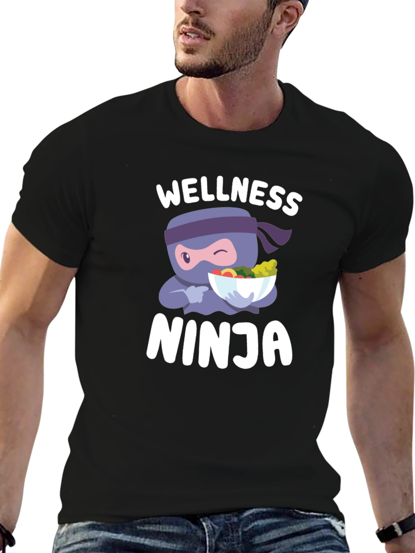Wellness Ninja T-Shirt - Healthy Food Cartoon Tee