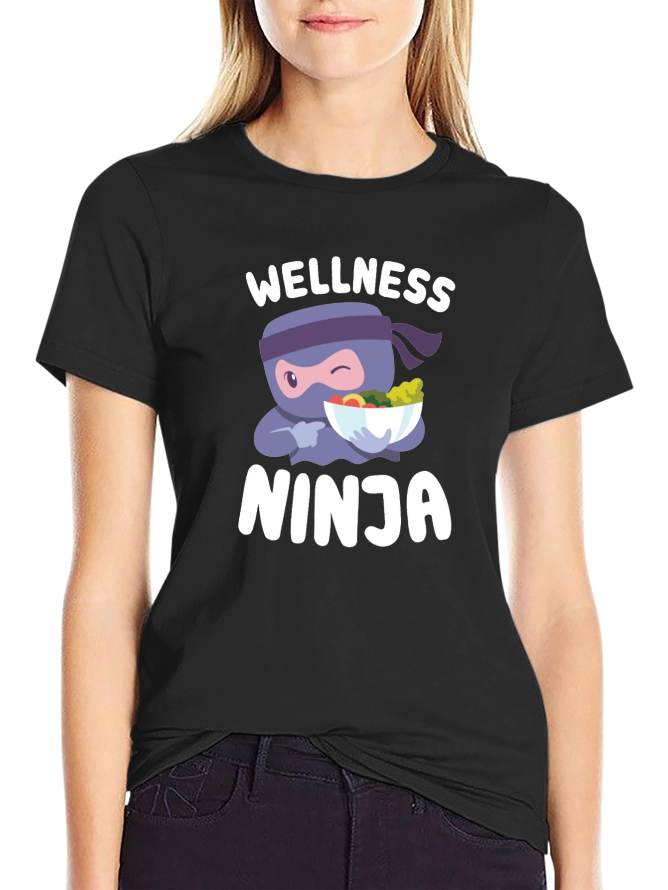 Wellness Ninja T-Shirt - Healthy Food Cartoon Tee