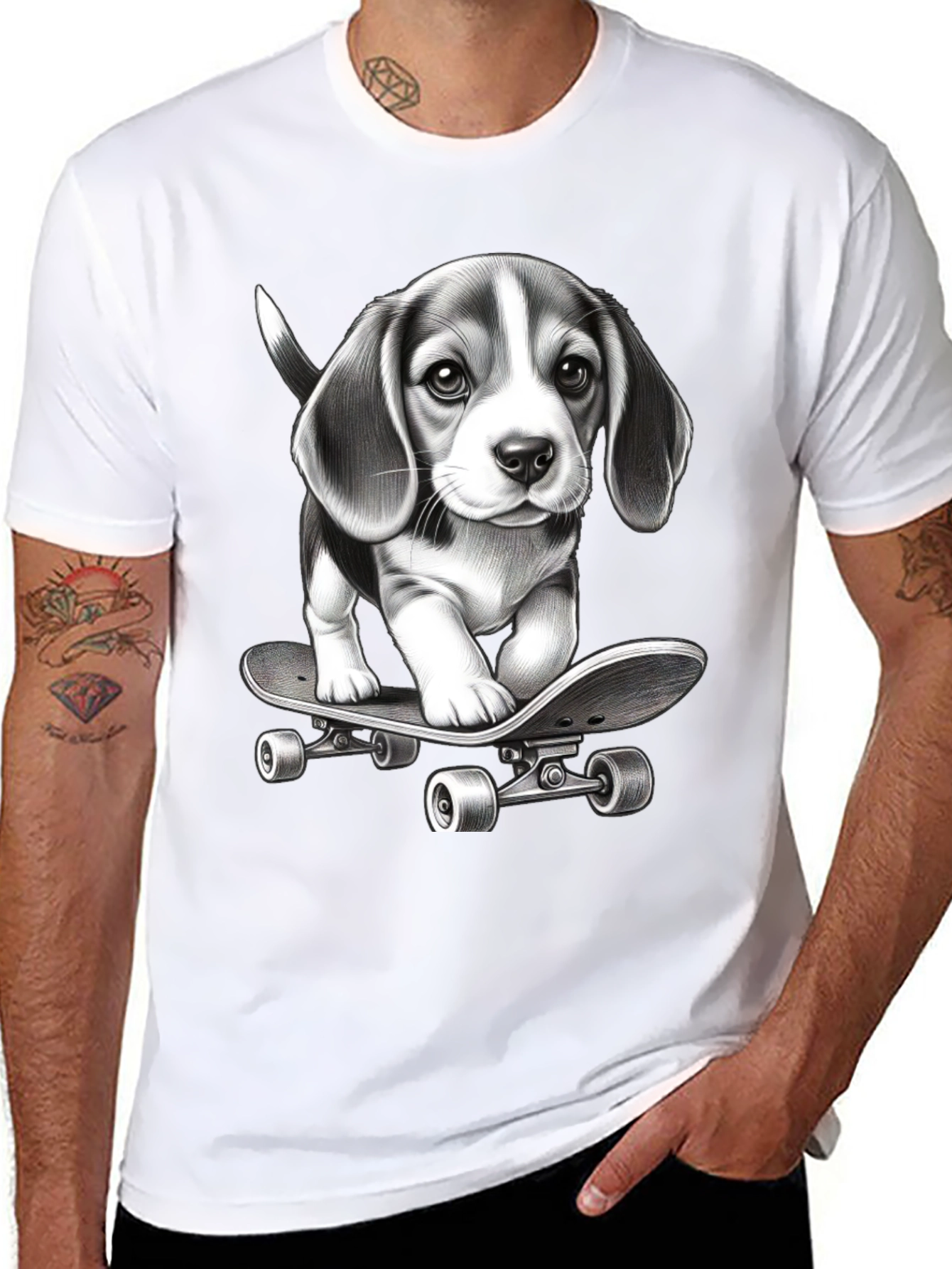Dog on Skateboard Graphic Tee