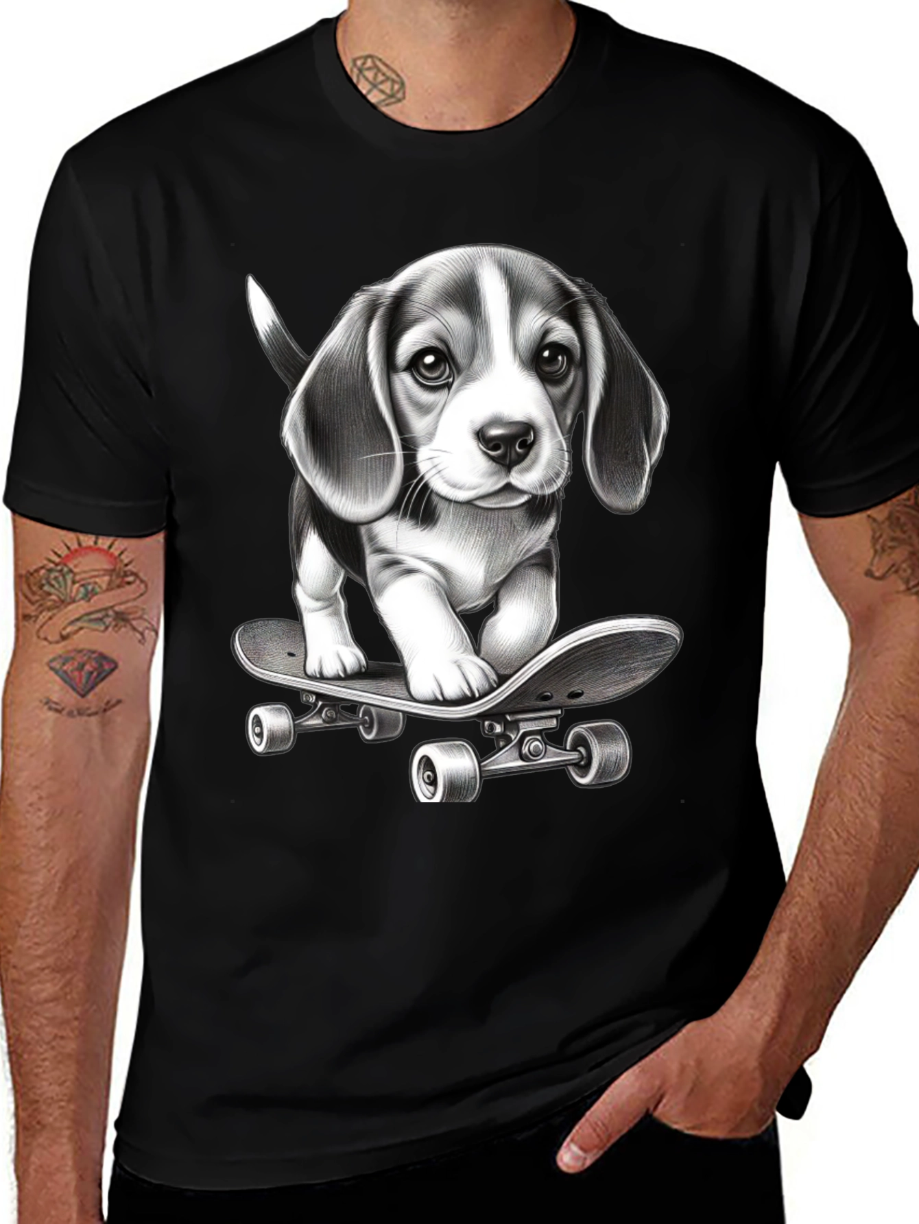 Dog on Skateboard Graphic Tee