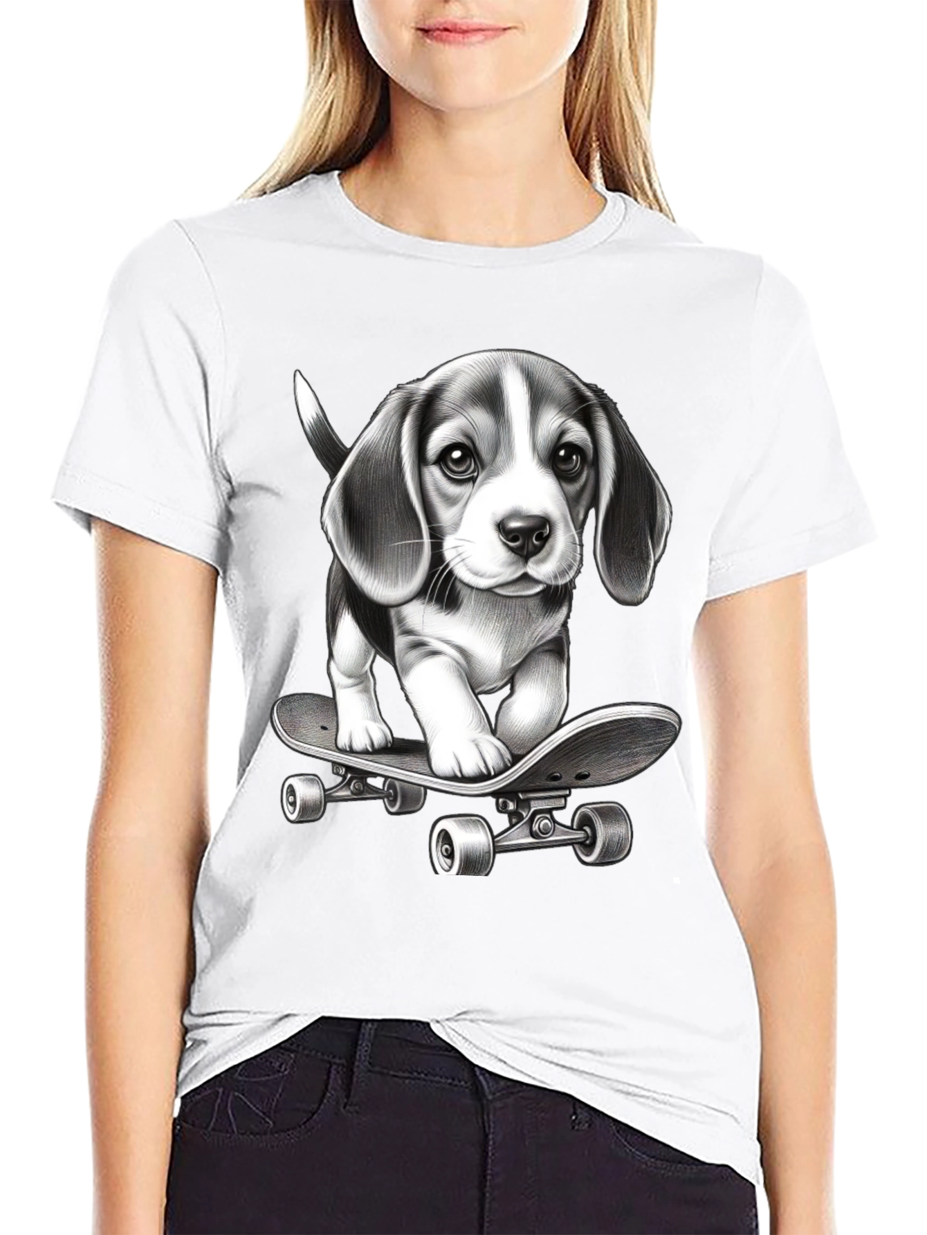Dog on Skateboard Graphic Tee