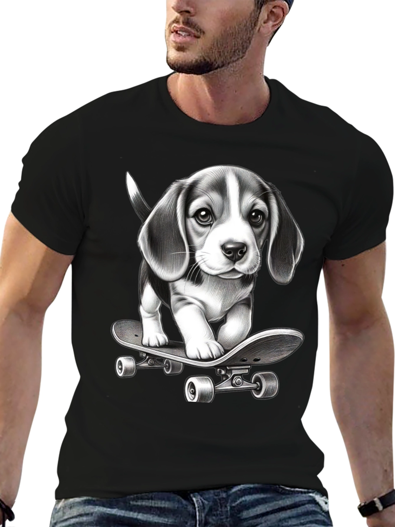 Dog on Skateboard Graphic Tee
