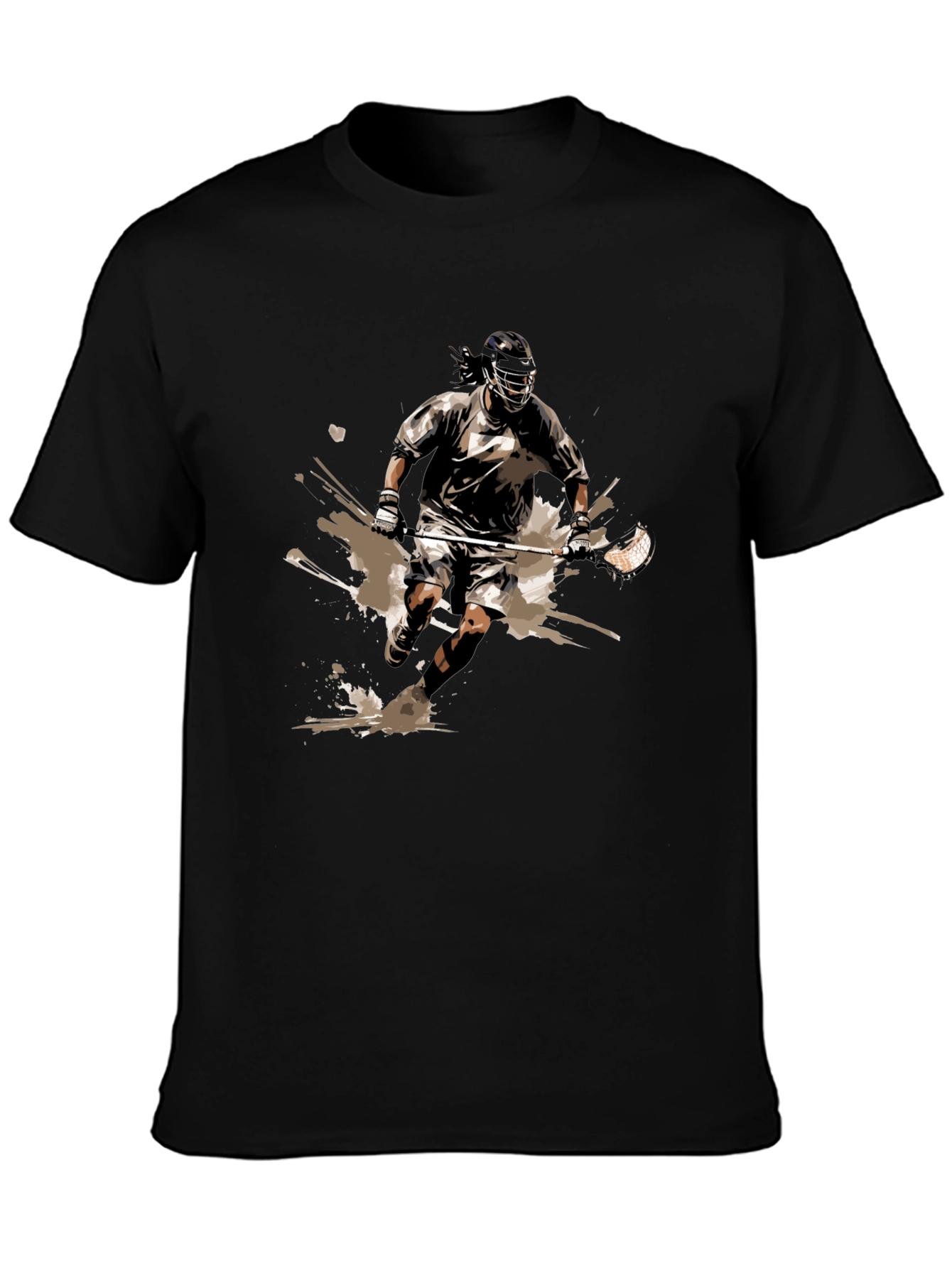 Lacrosse Player Graphic Tee - Black Cotton Comfort