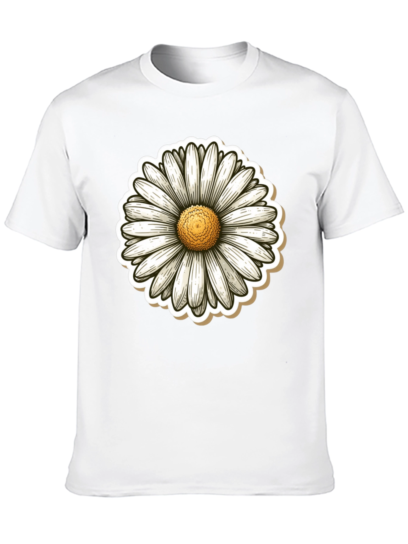 Daisy Flower Graphic Print Black T-Shirt