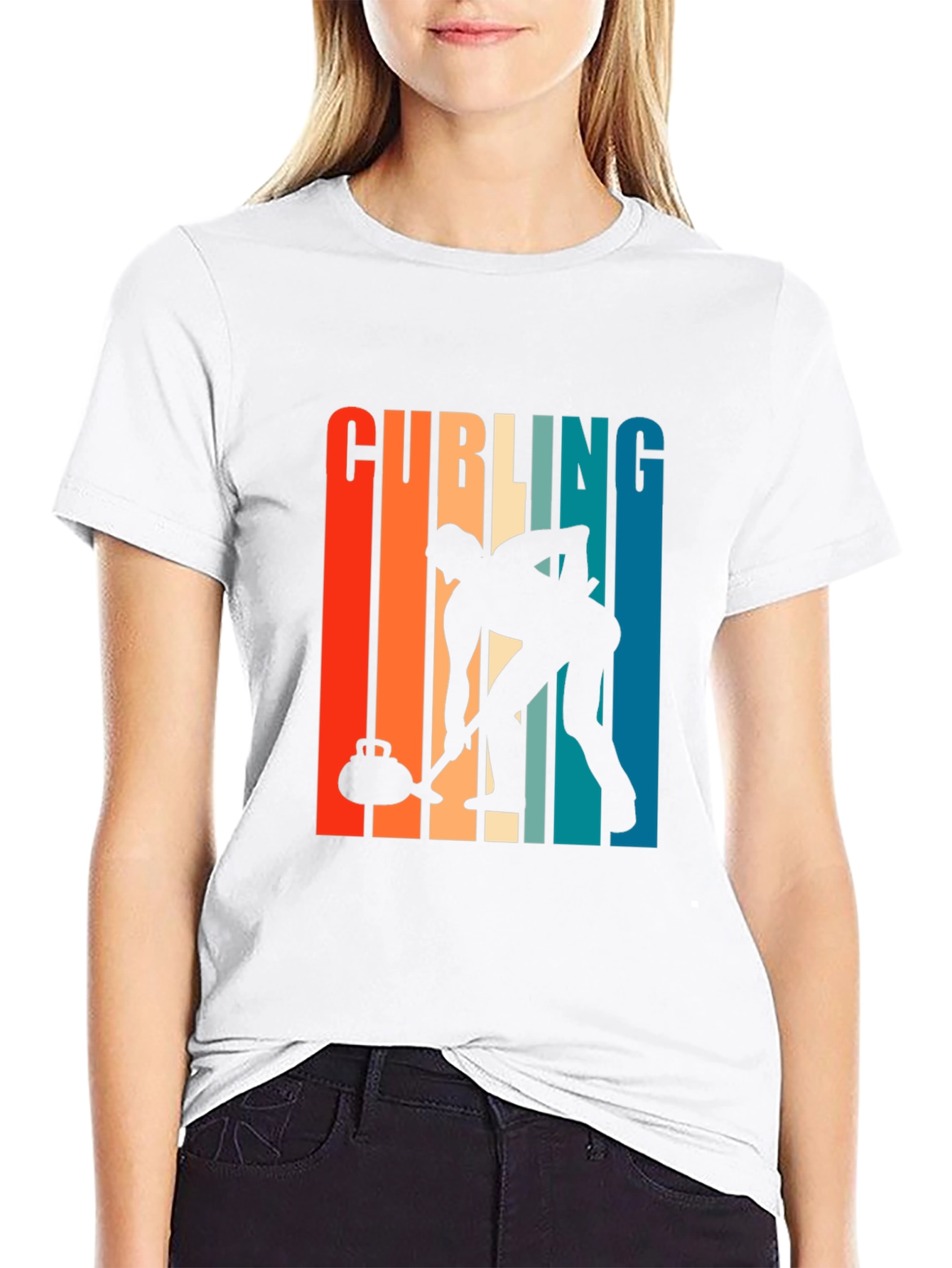 Retro Curling Player Graphic Tee
