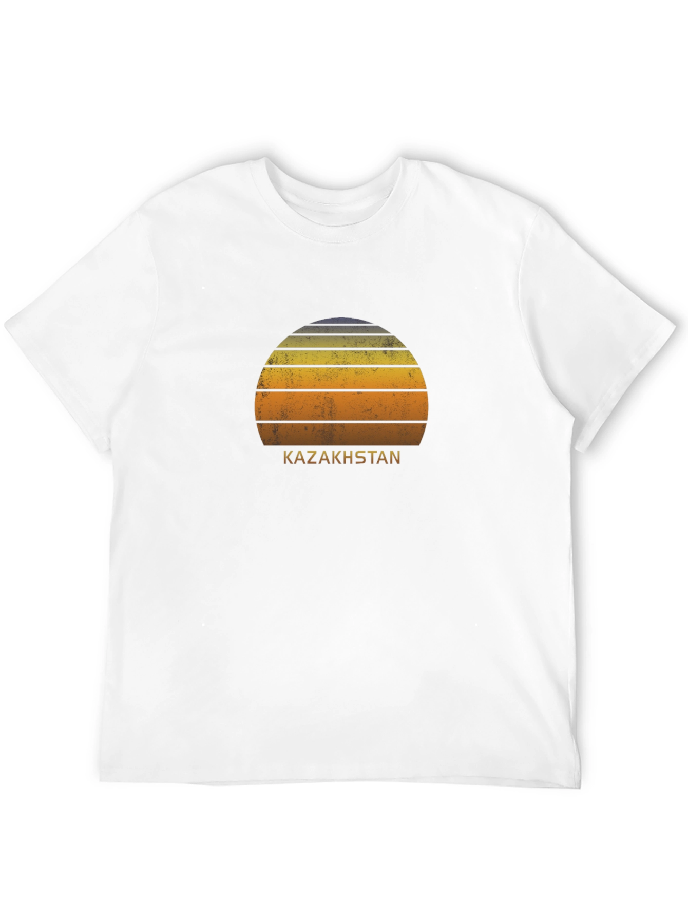 Kazakhstan Sunset Graphic Tee - Retro Style Black T-Shirt