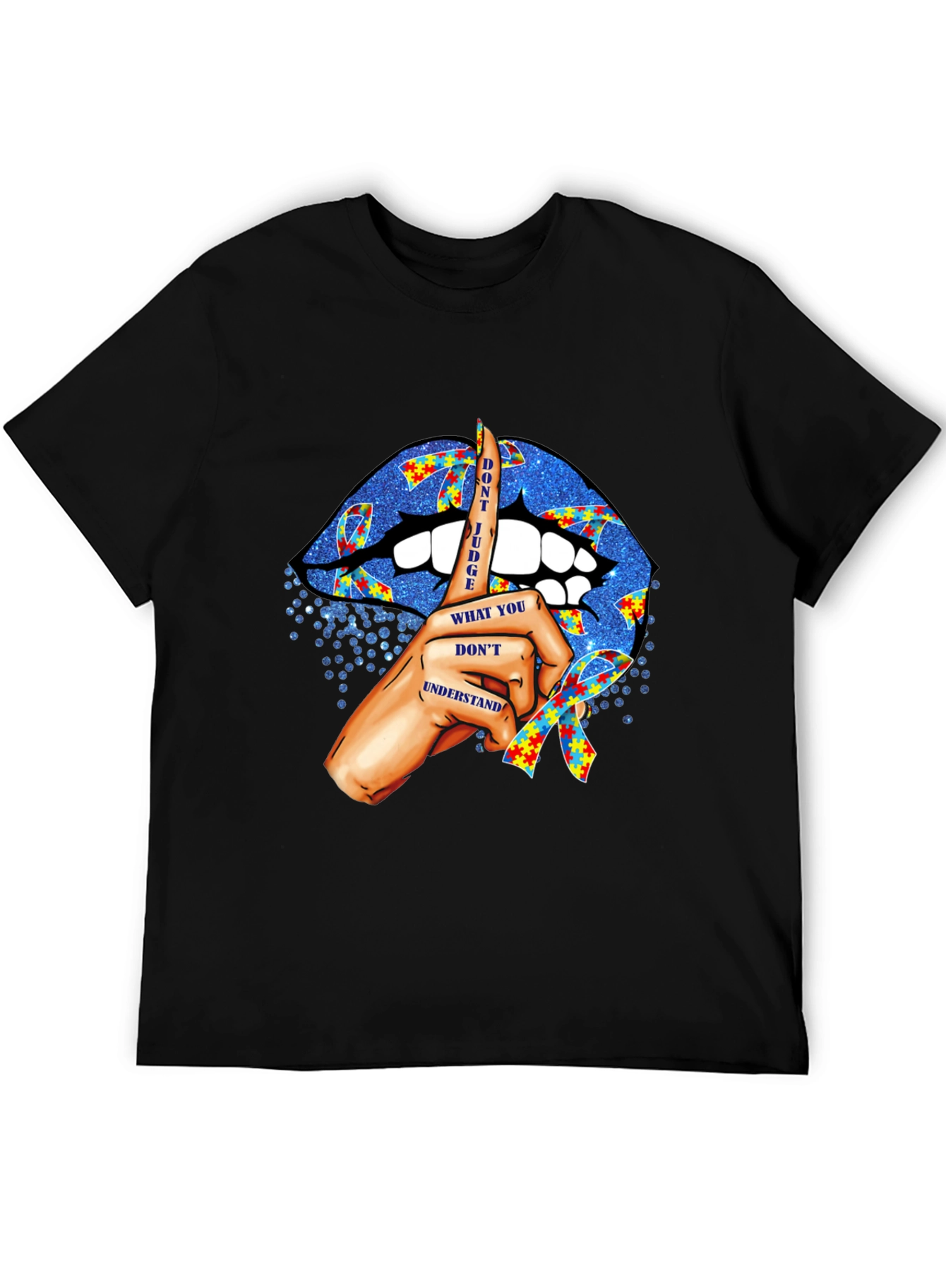 Autism Awareness Graphic Tee - Dont Judge Lips Design