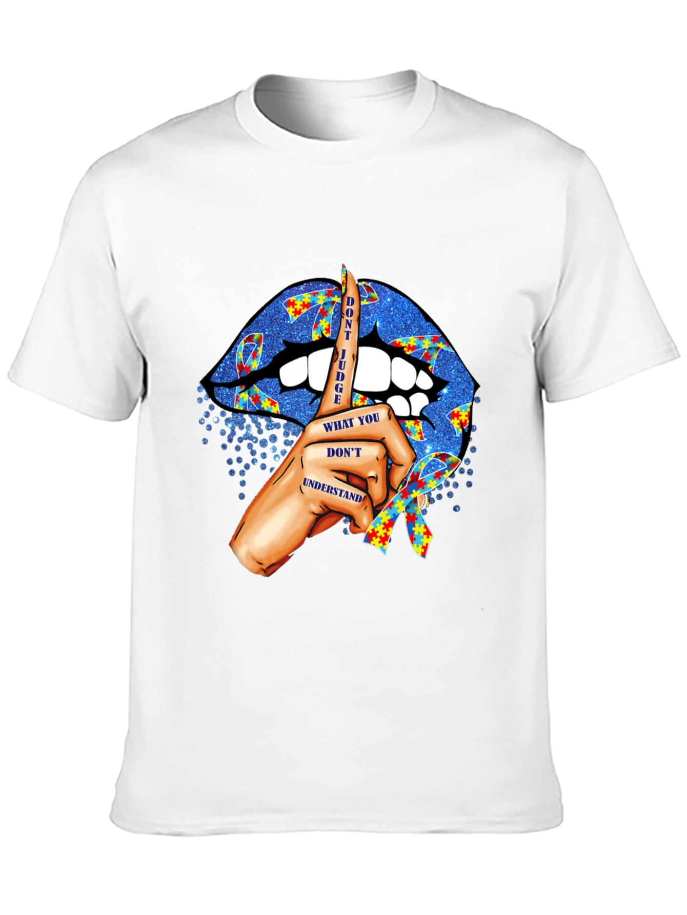 Autism Awareness Graphic Tee - Dont Judge Lips Design