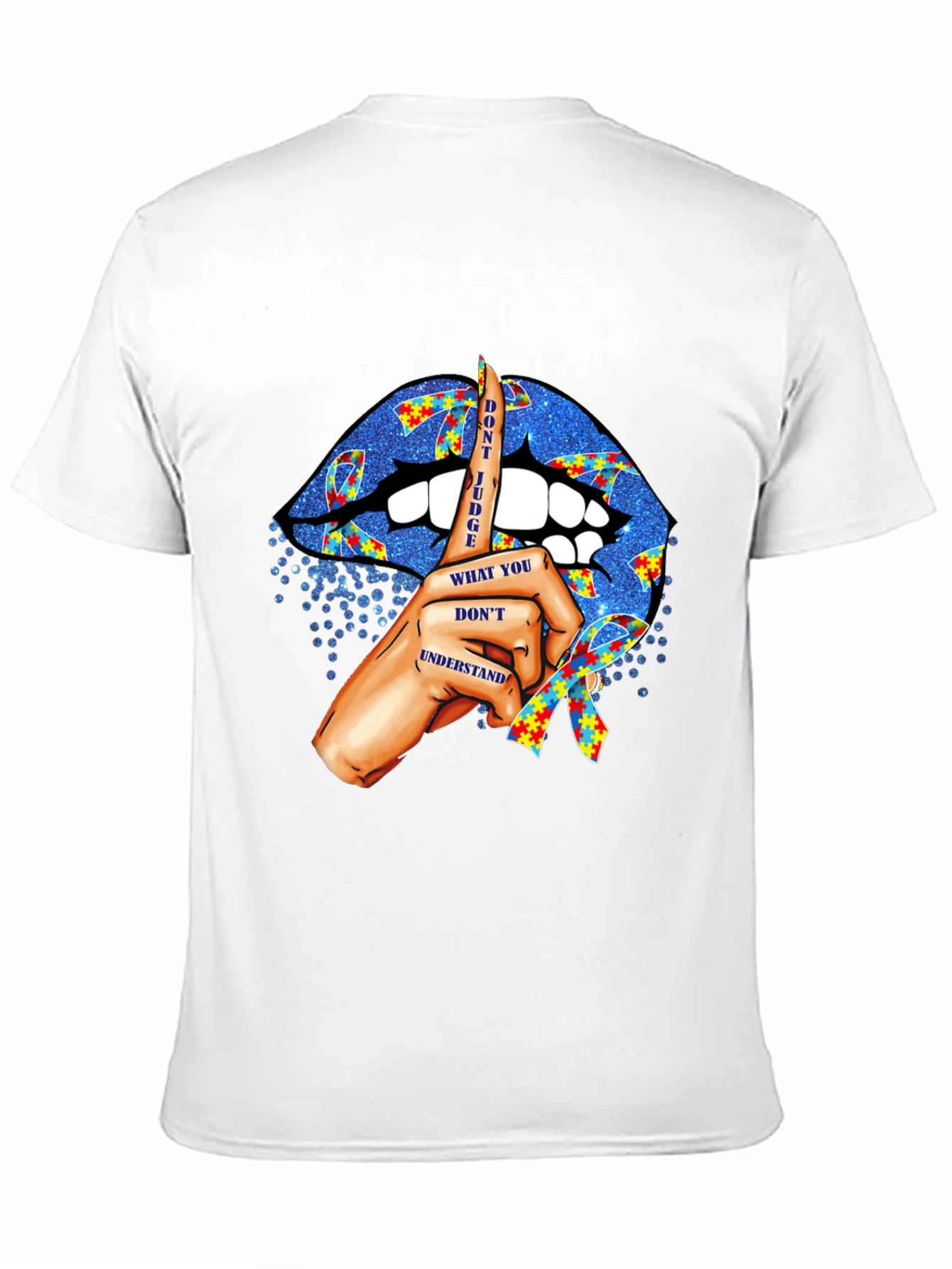 Autism Awareness Graphic Tee - Dont Judge Lips Design