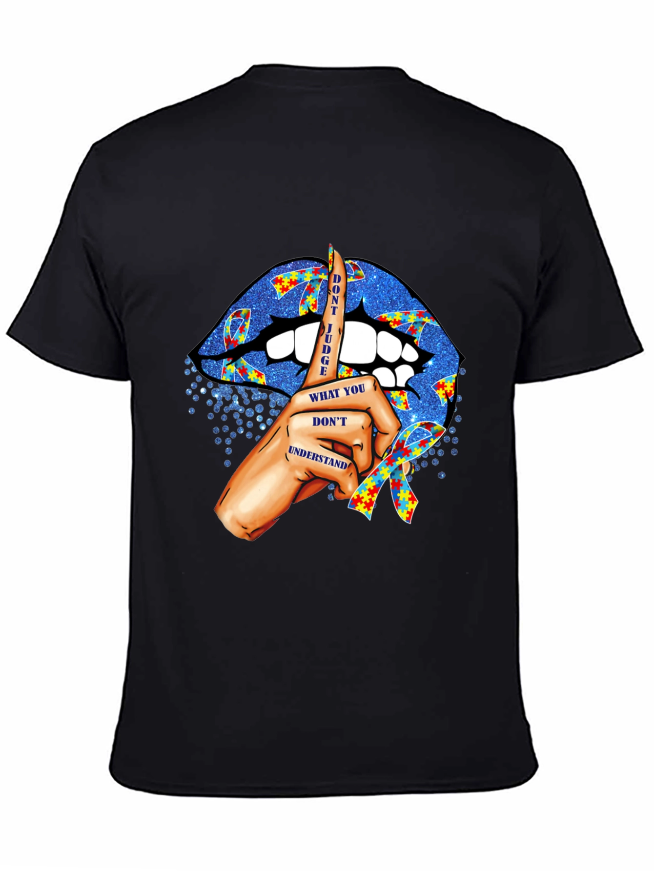 Autism Awareness Graphic Tee - Dont Judge Lips Design