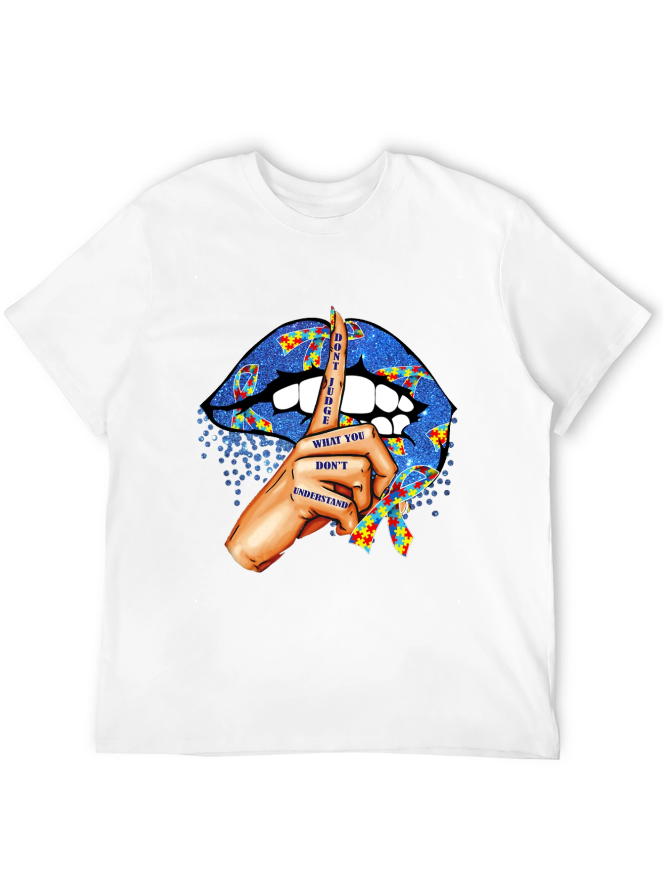Autism Awareness Graphic Tee - Dont Judge Lips Design