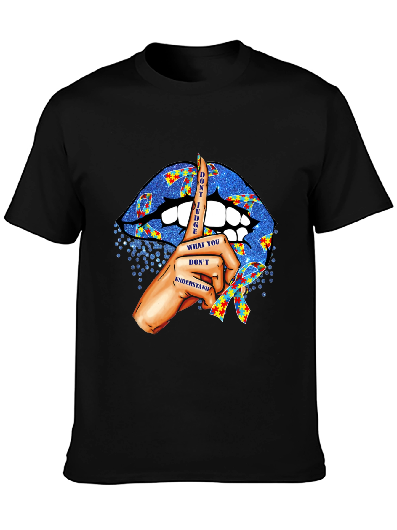 Autism Awareness Graphic Tee - Dont Judge Lips Design