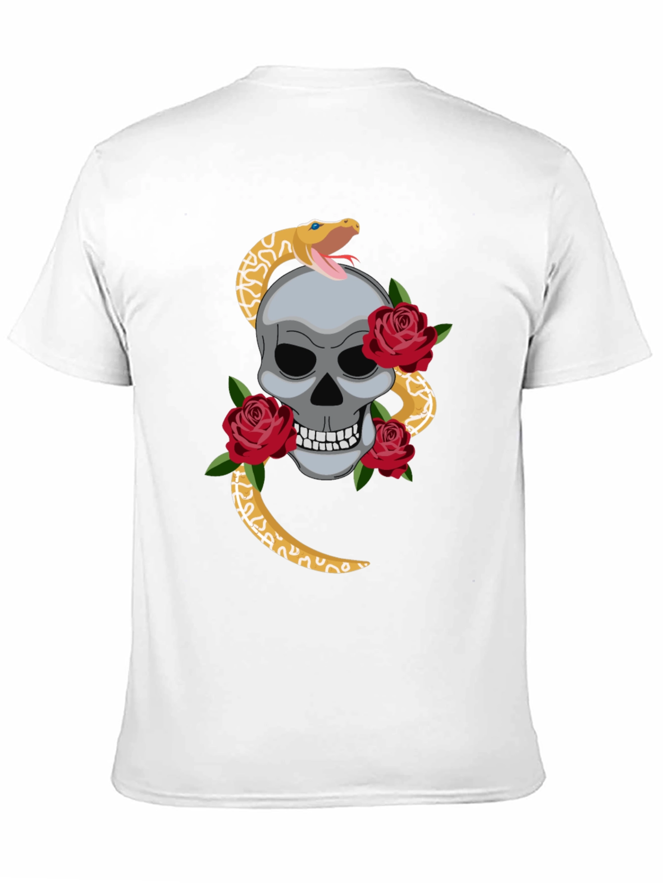 Skull Snake & Roses Graphic Tee - Black