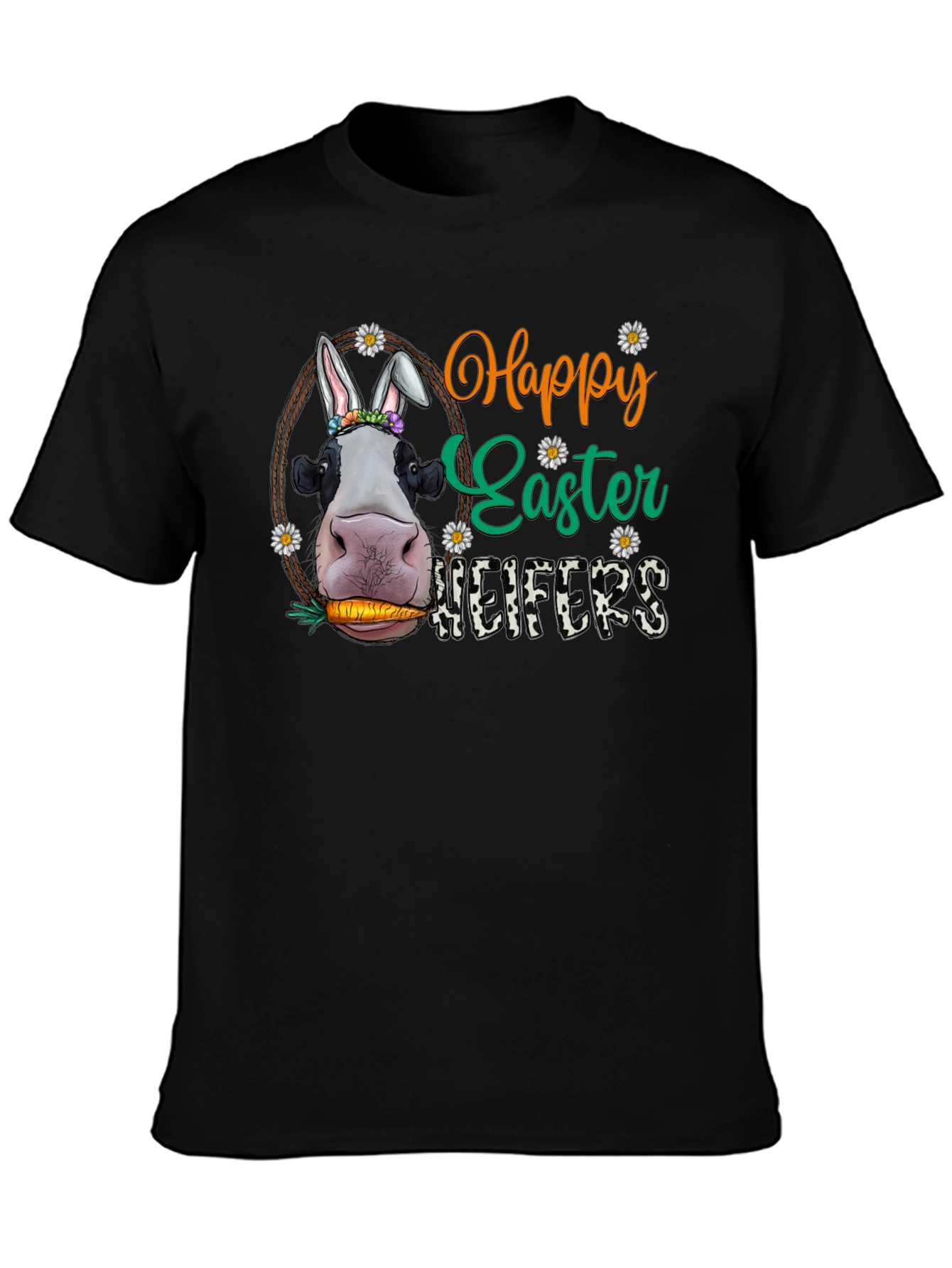 Happy Easter Heifers T-Shirt - Cute Cow Bunny Tee