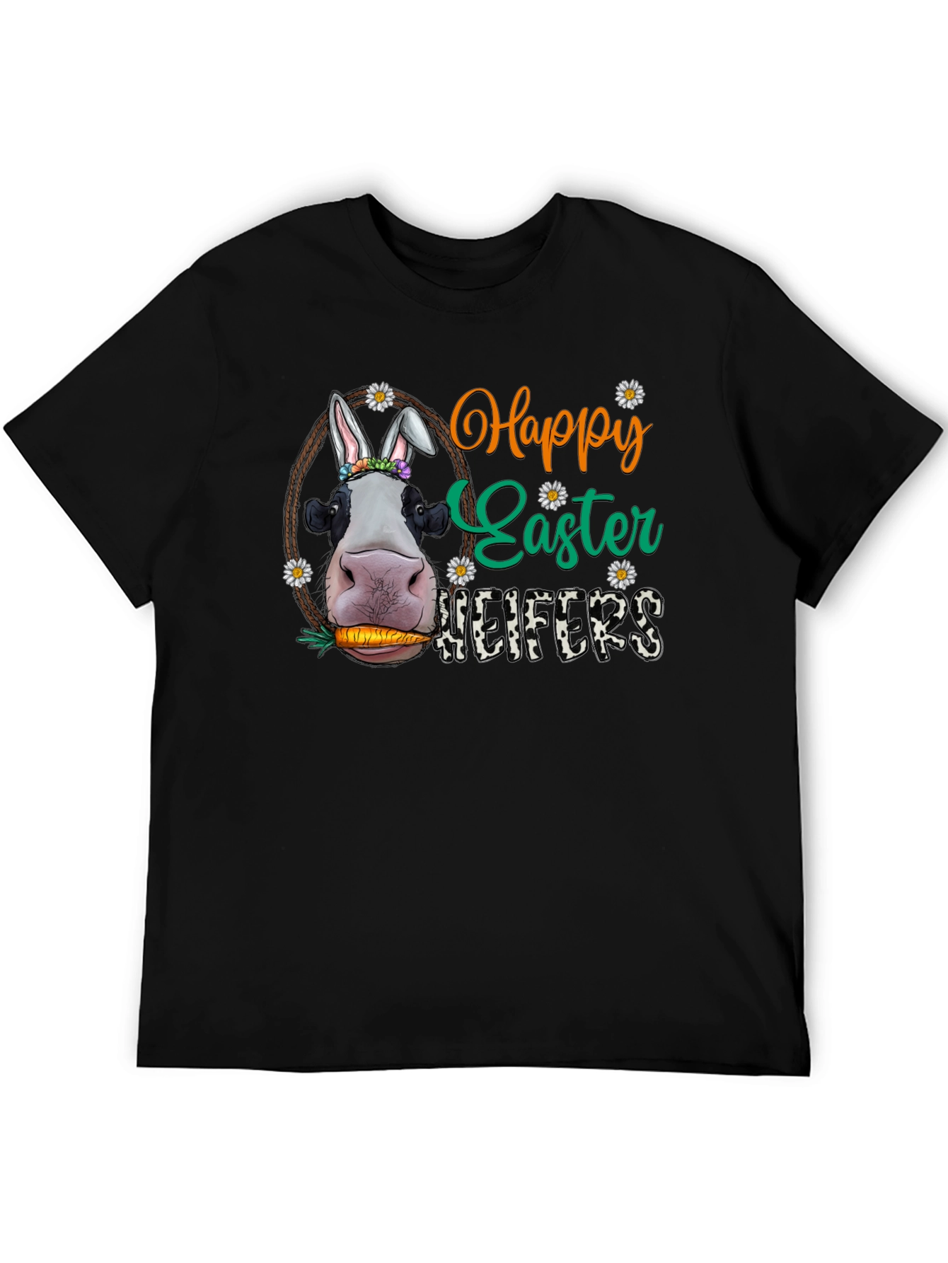 Happy Easter Heifers T-Shirt - Cute Cow Bunny Tee