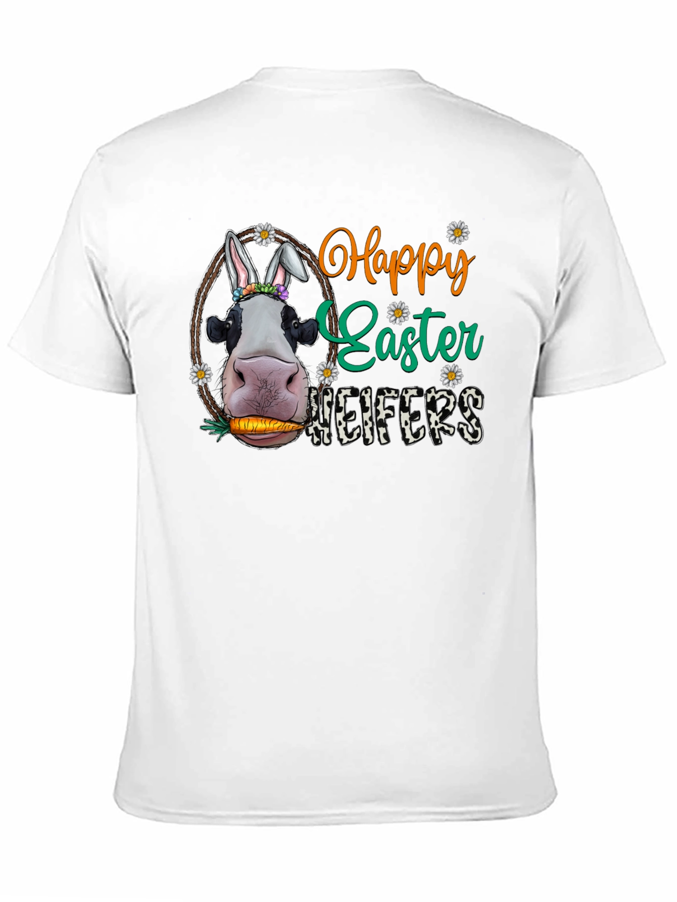 Happy Easter Heifers T-Shirt - Cute Cow Bunny Tee
