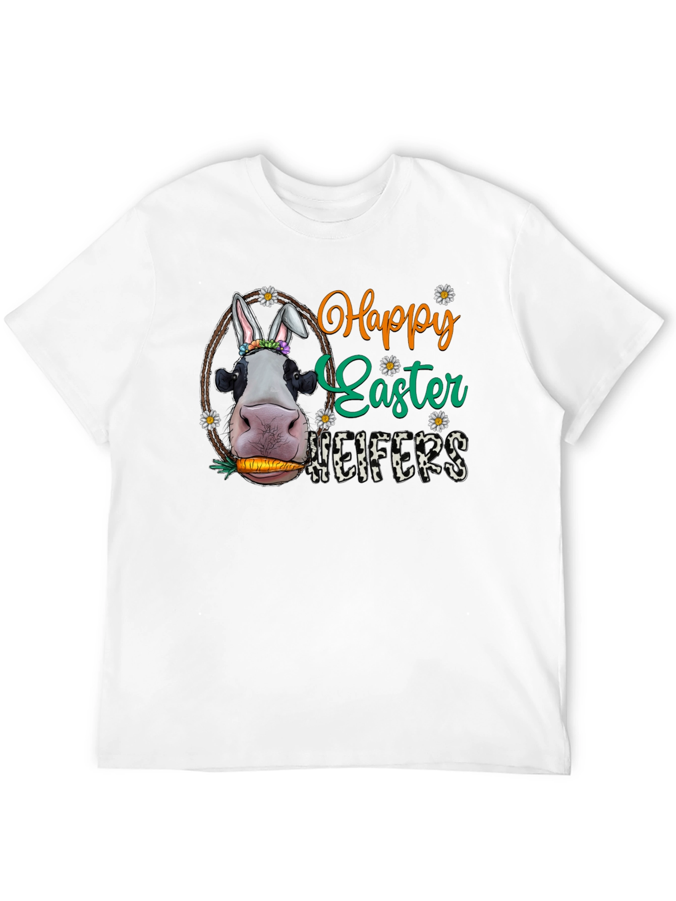 Happy Easter Heifers T-Shirt - Cute Cow Bunny Tee