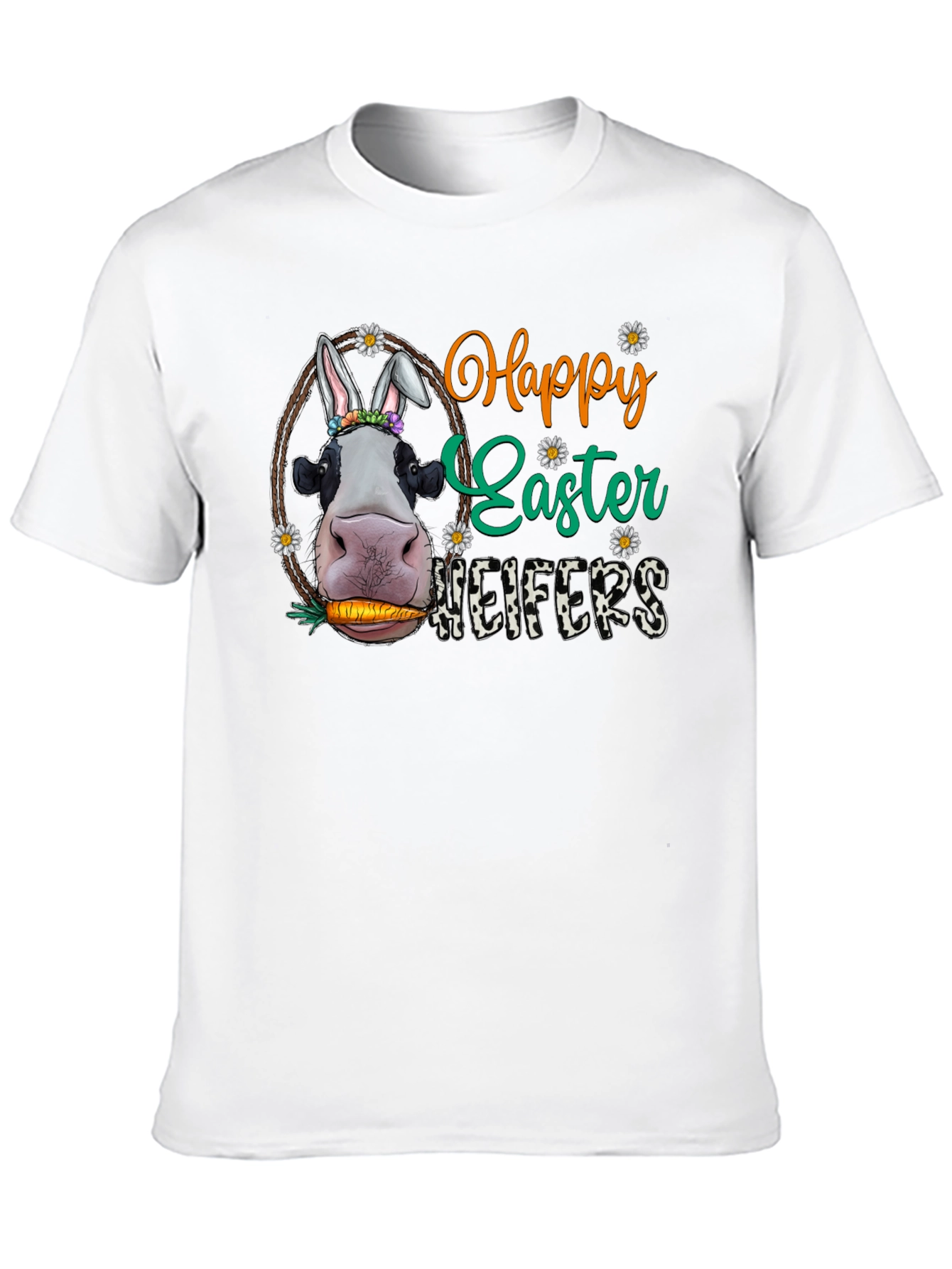 Happy Easter Heifers T-Shirt - Cute Cow Bunny Tee