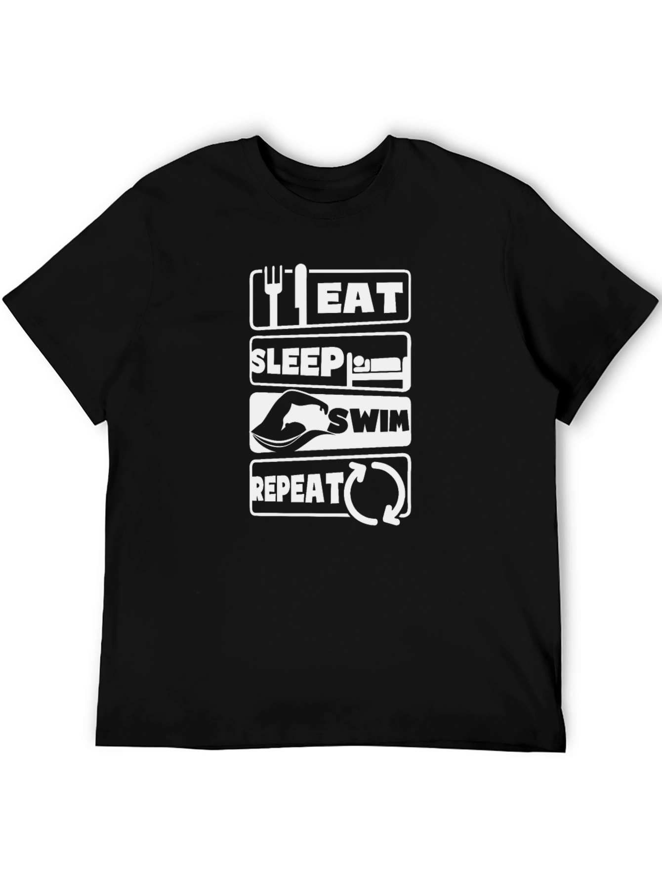 Eat Sleep Swim Repeat T-Shirt - Black