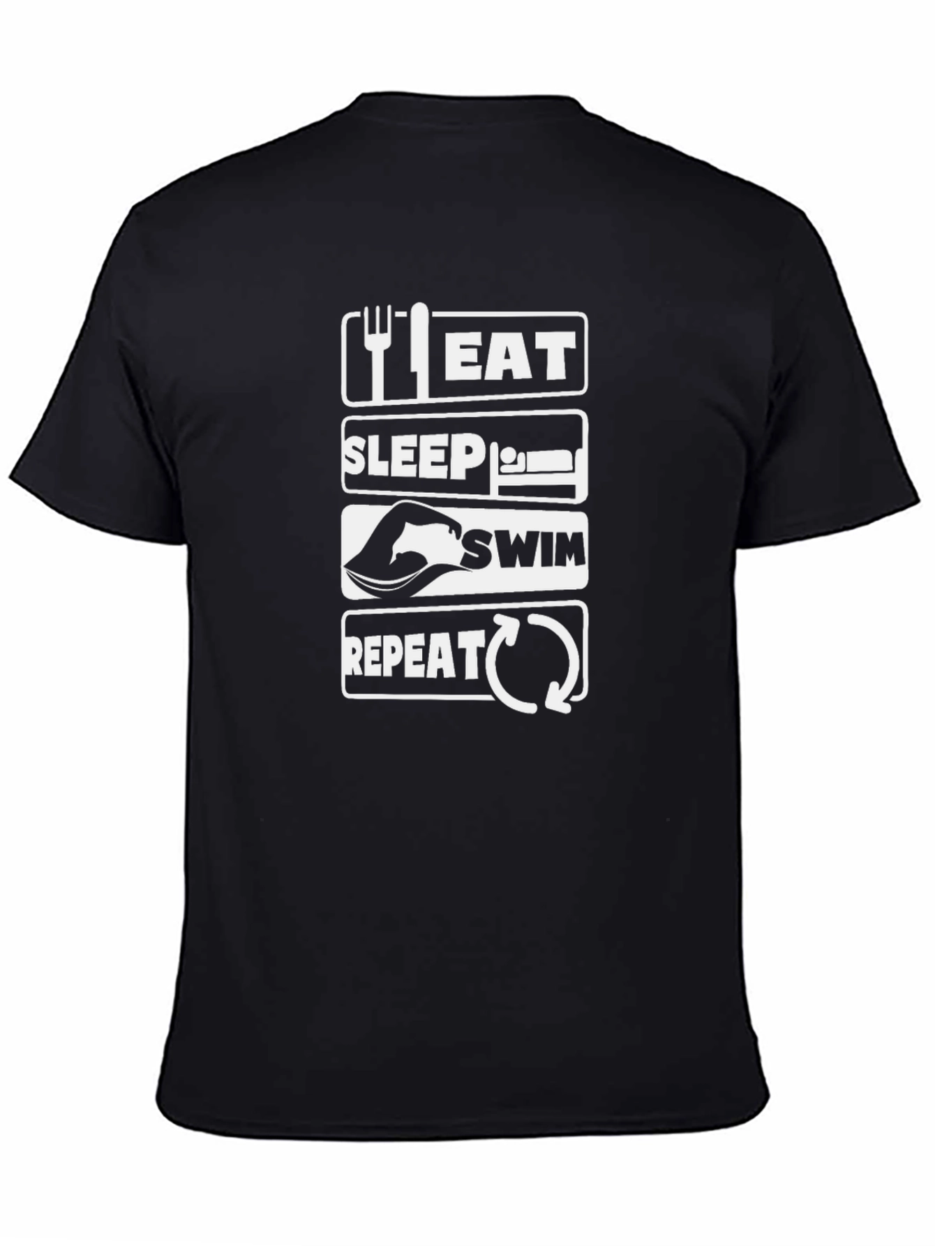 Eat Sleep Swim Repeat T-Shirt - Black