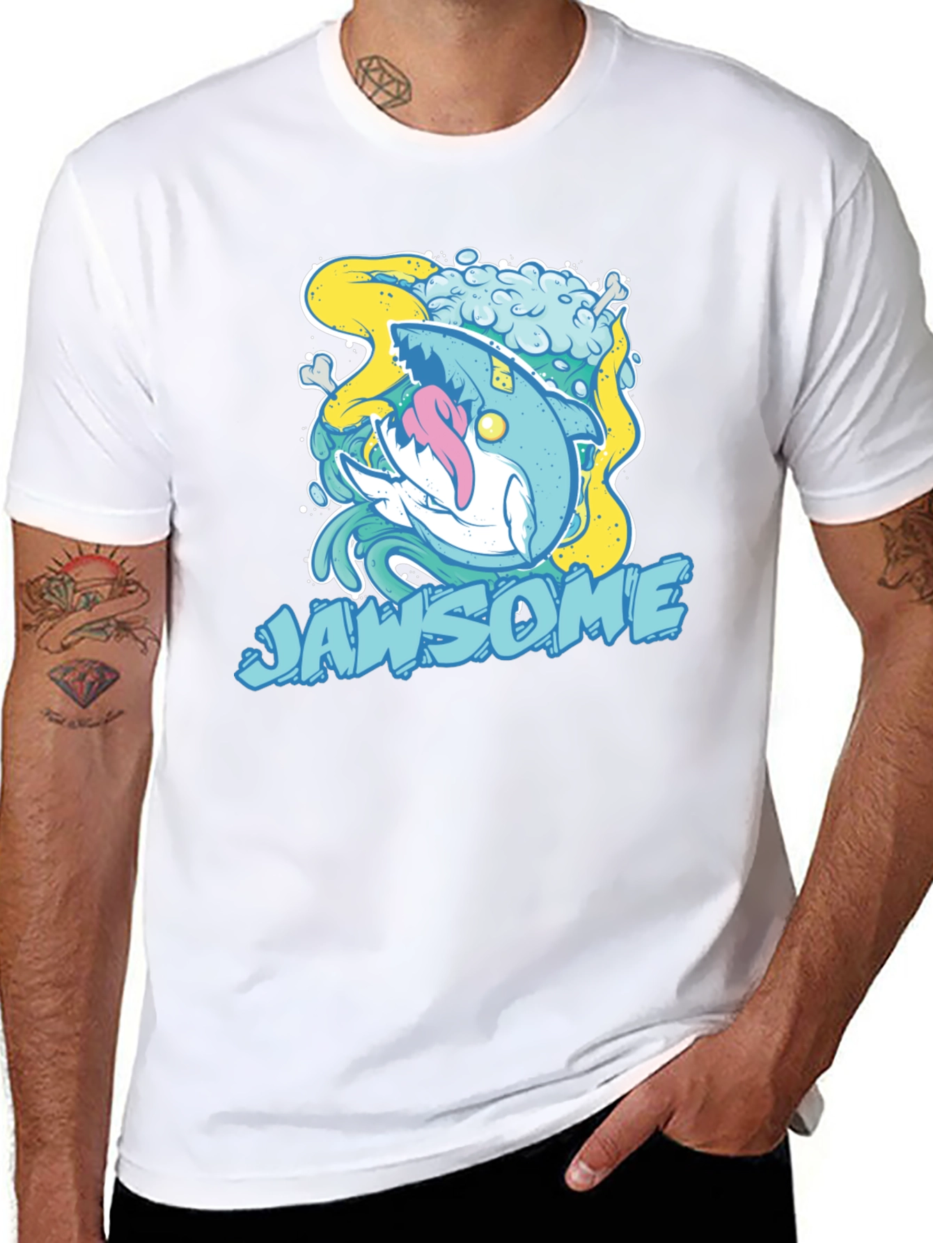 Jawsome Shark Graphic T-Shirt - Unique Cartoon Design