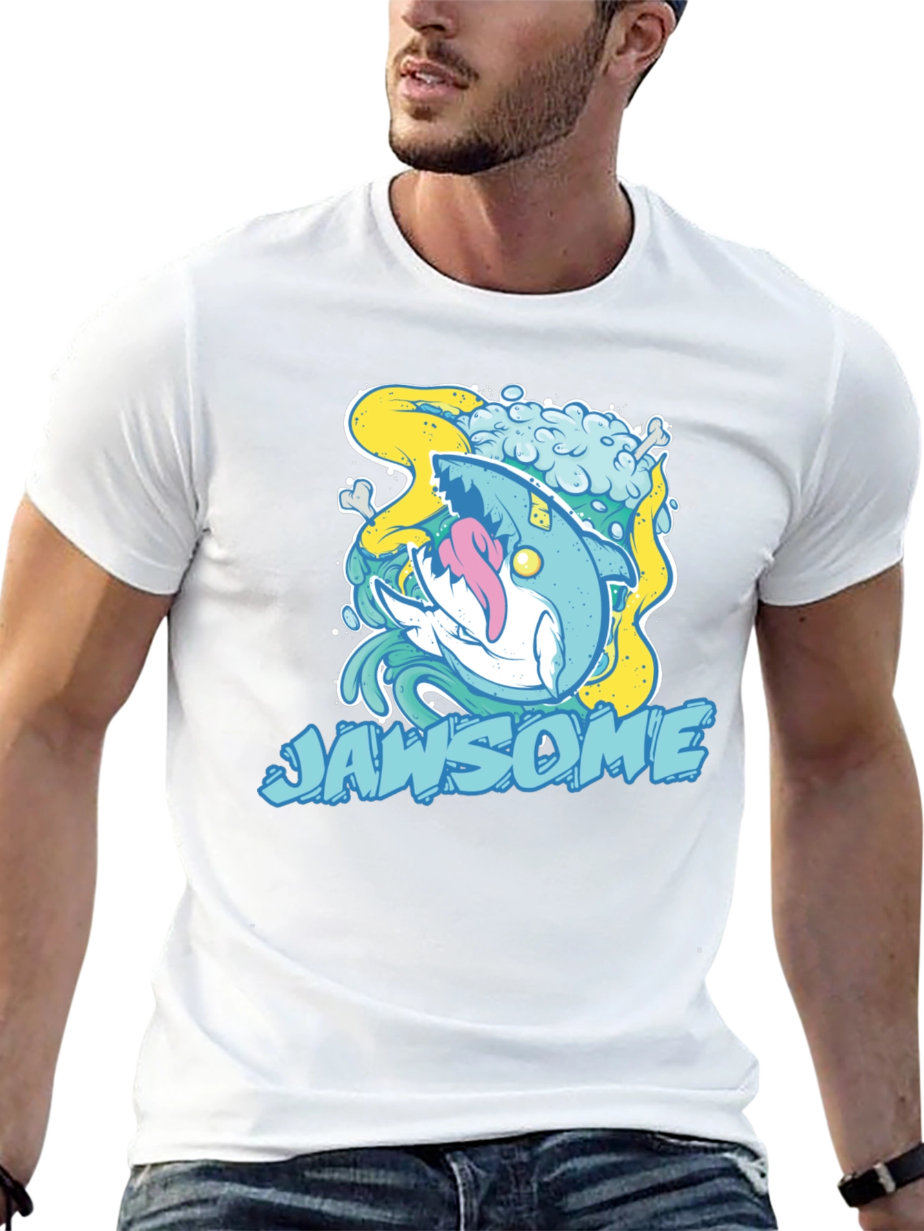 Jawsome Shark Graphic T-Shirt - Unique Cartoon Design