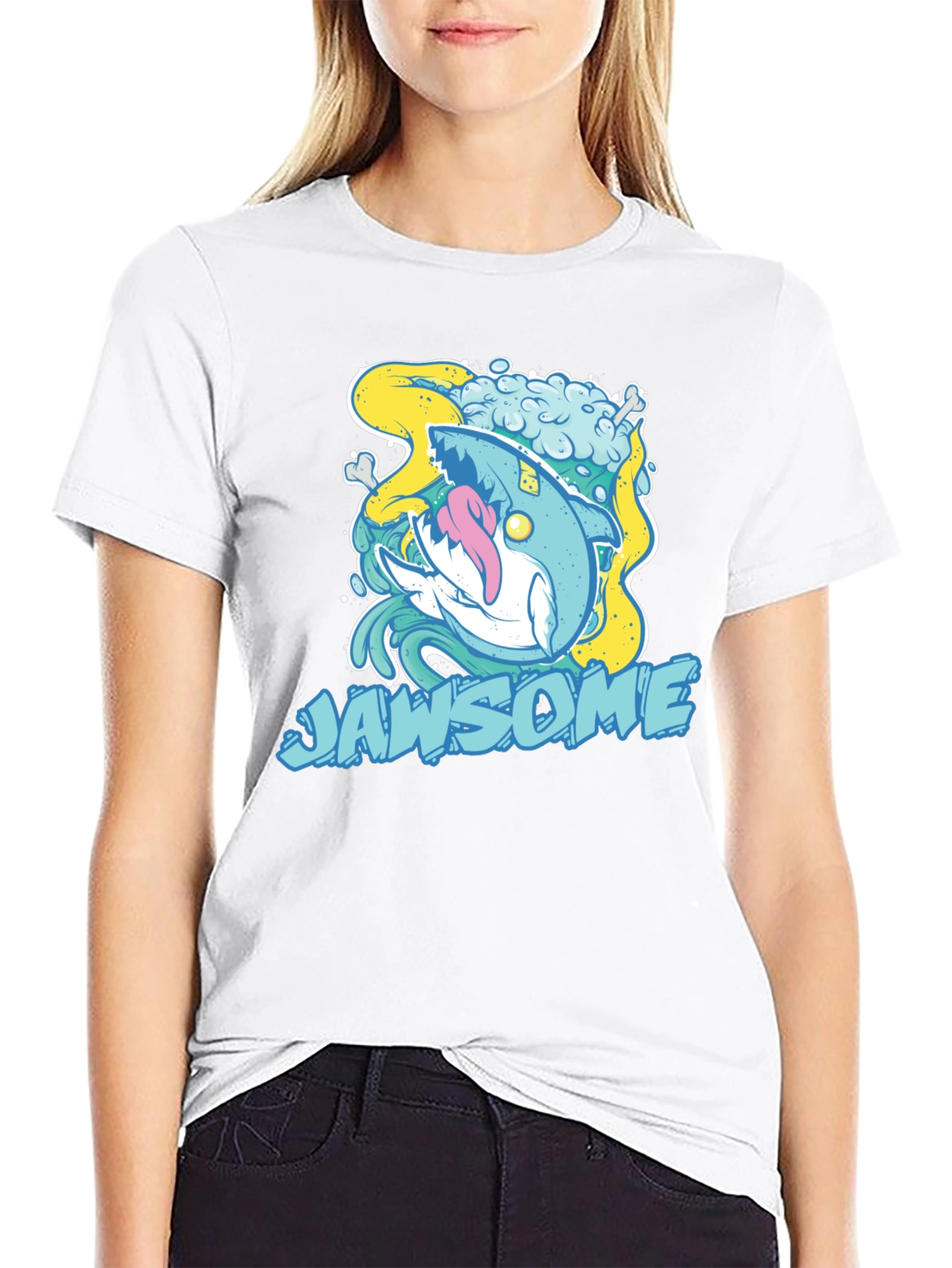 Jawsome Shark Graphic T-Shirt - Unique Cartoon Design