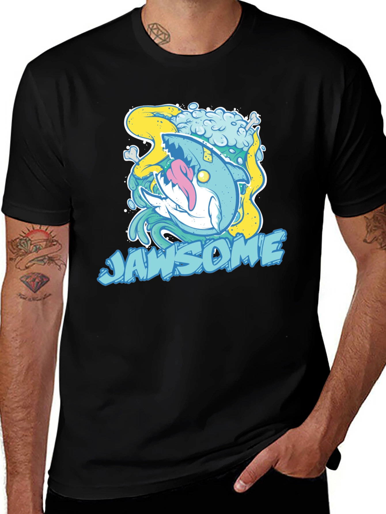 Jawsome Shark Graphic T-Shirt - Unique Cartoon Design
