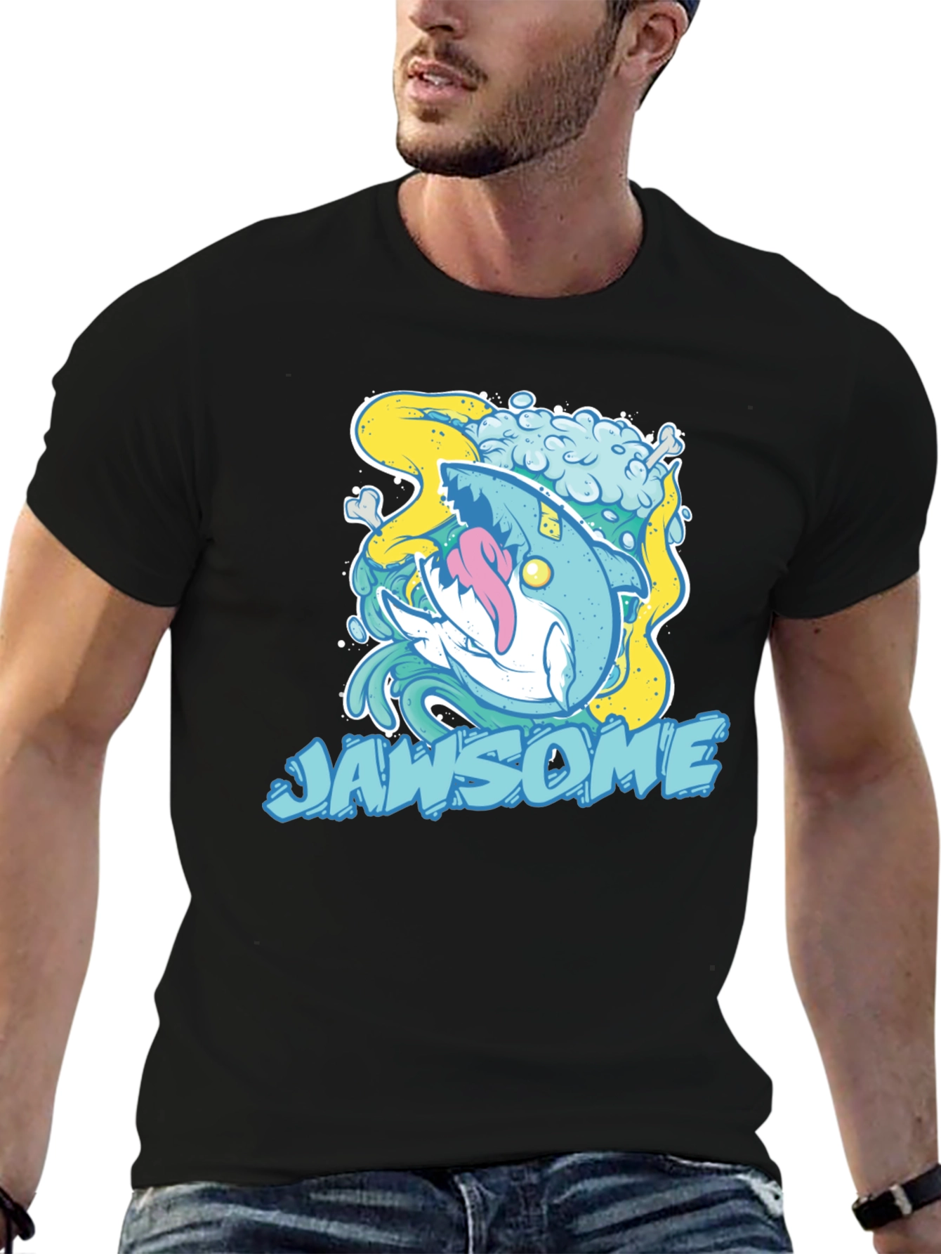 Jawsome Shark Graphic T-Shirt - Unique Cartoon Design