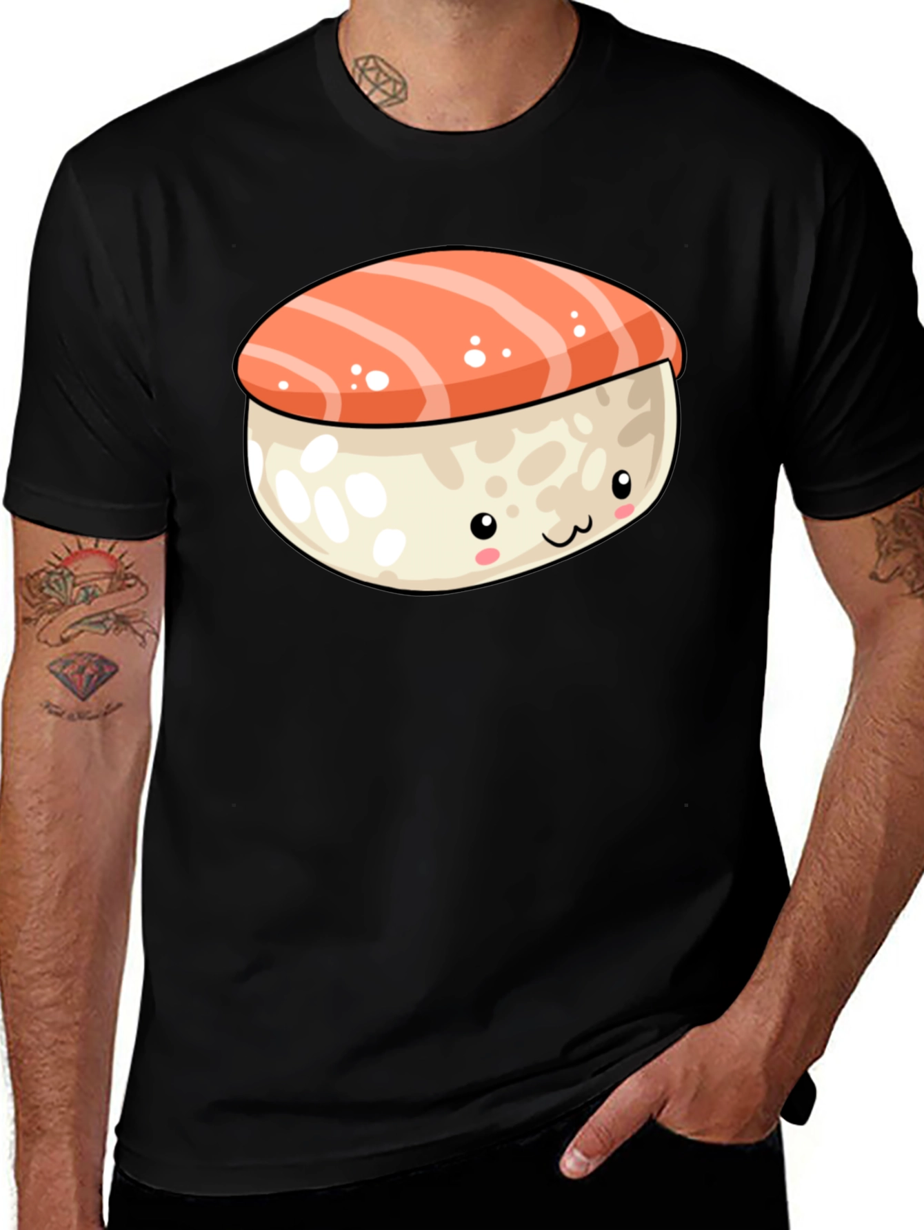 Cute Sushi Graphic Tee - Black T-Shirt